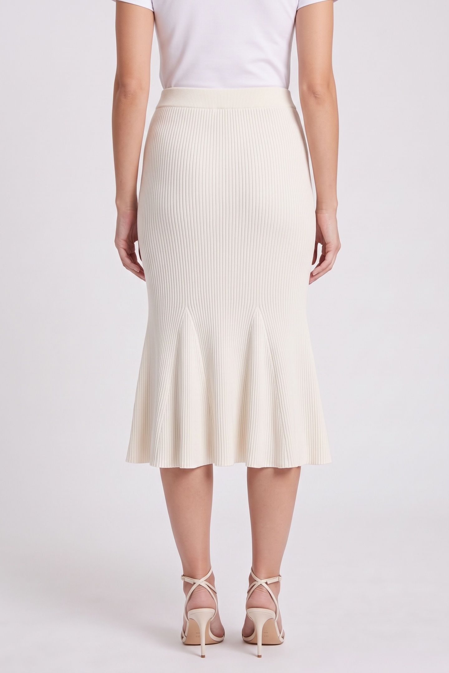 AGATHE FLARE SKIRT S MACADAMIA 2