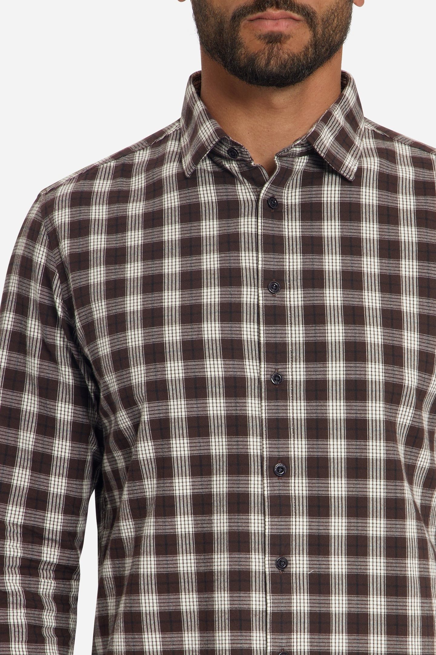 SHIRT YARN DYED CHECK DARK BROWN 6