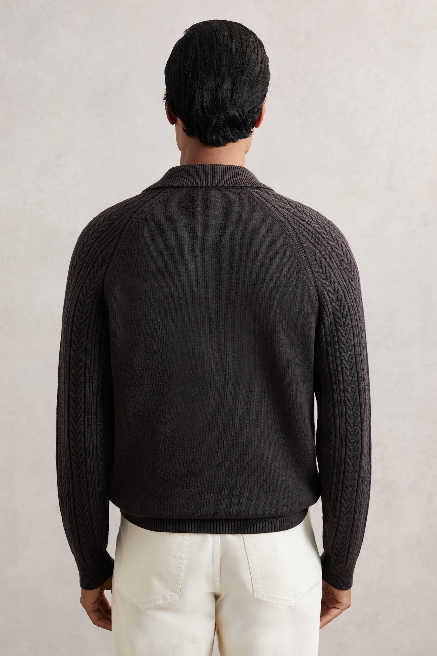 LS HALF BUTTON CABLE JUMPER CHOCOLATE BROWN 2
