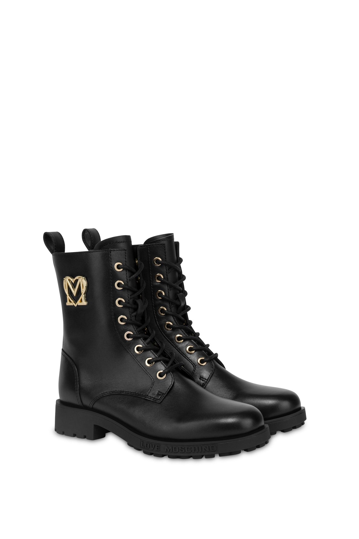 BLACK COMBAT BOOTS WITH GOLDEN LOGO BLACK 2