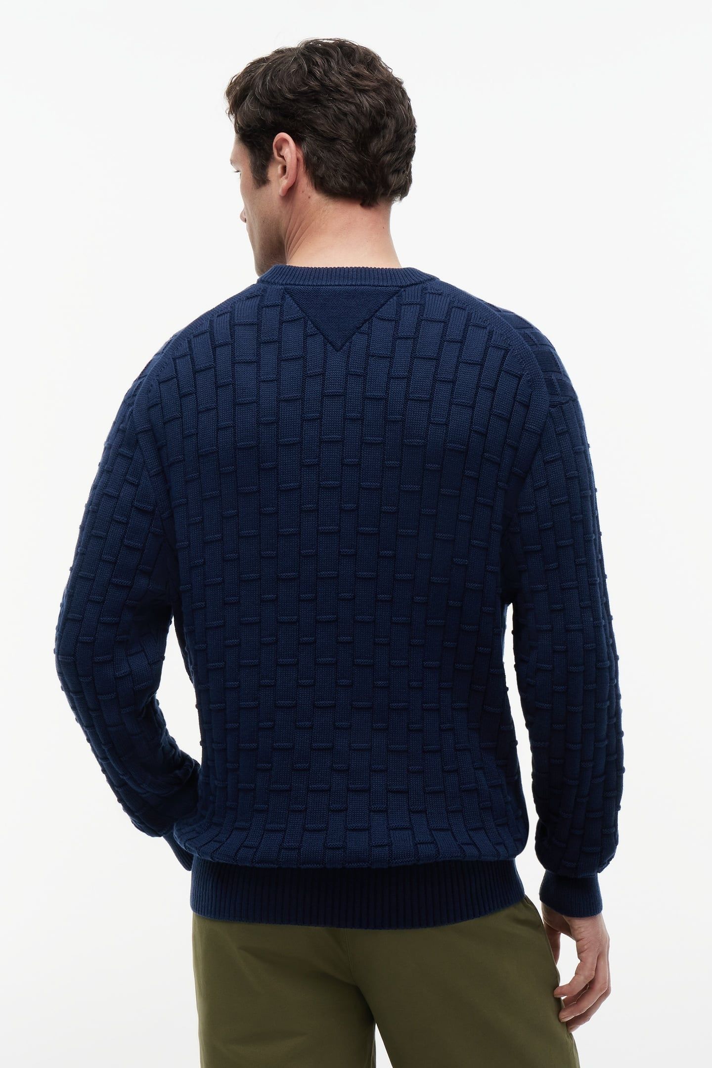 MOCK CABLE CREW NECK CARBON NAVY 3