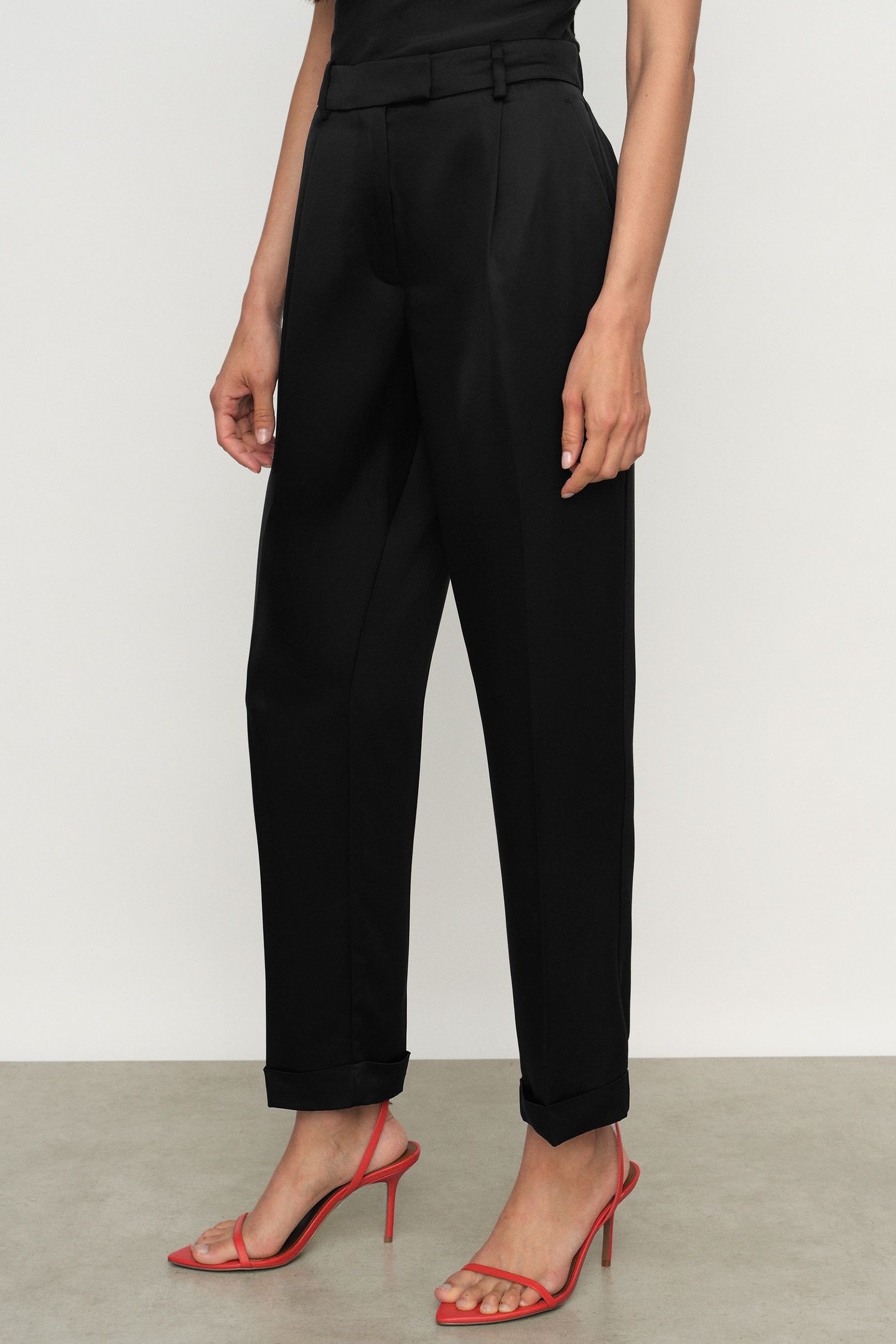 SATIN TAPER TROUSER BLACK 1
