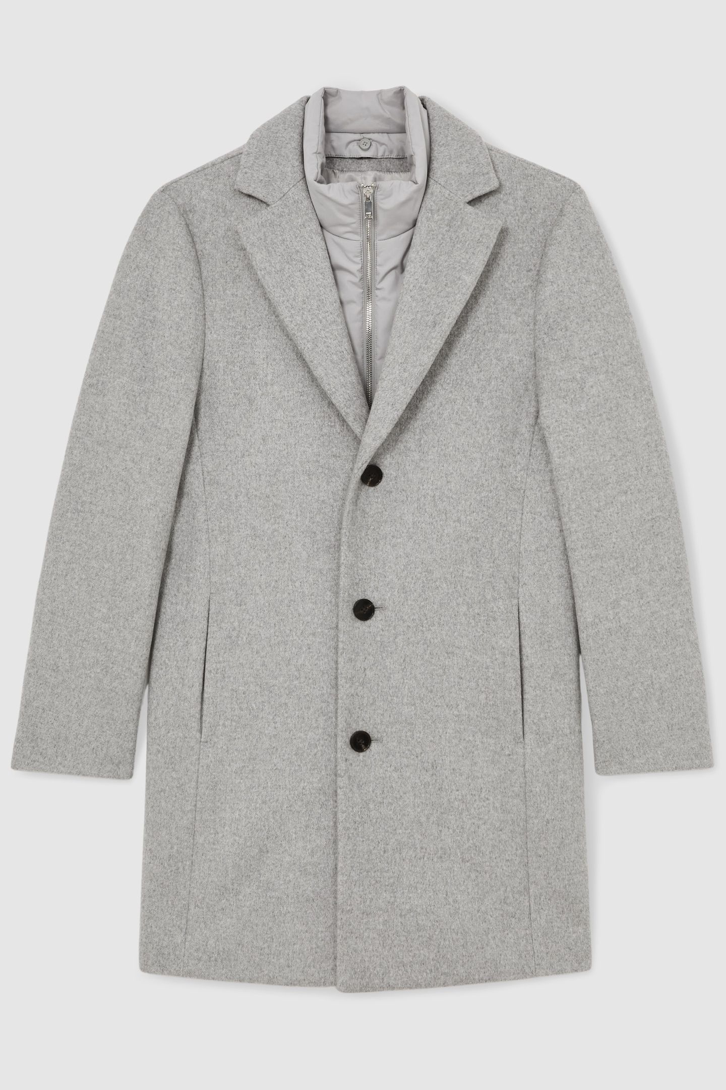 LS SB WOOL INTERNAL GILET OVERCOAT SOFT GREY 4