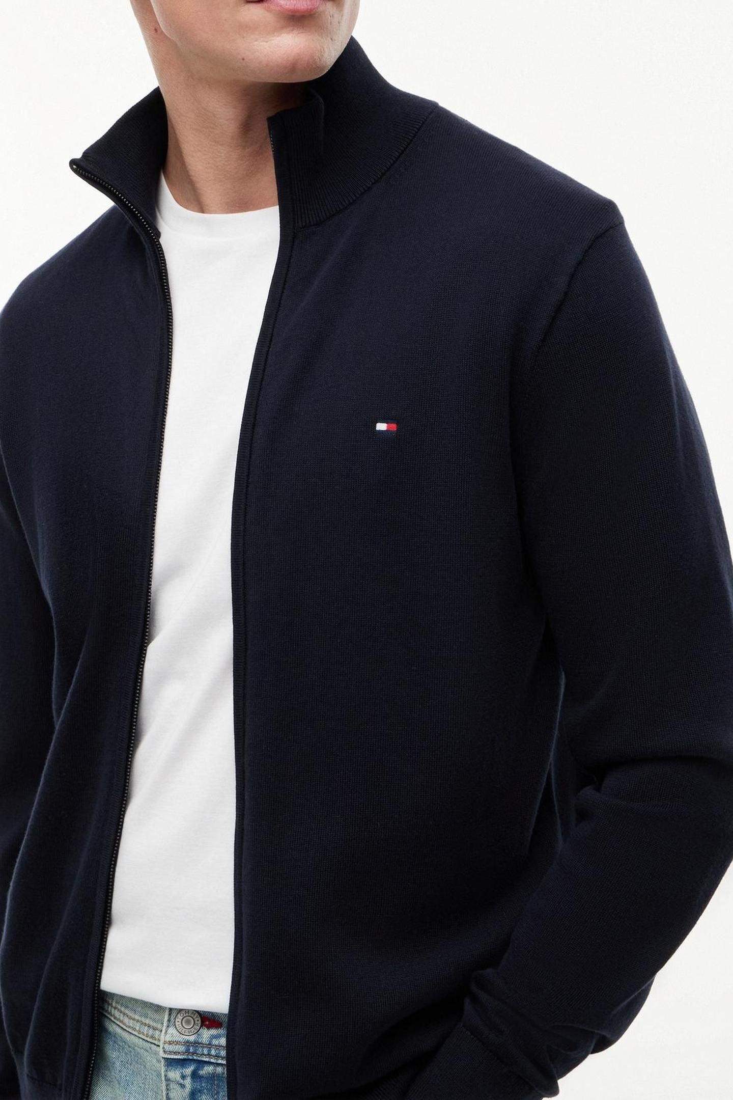 ESSENTIAL COTTON ZIP SWEATER NAVY BLUE/IVORY PETAL 8