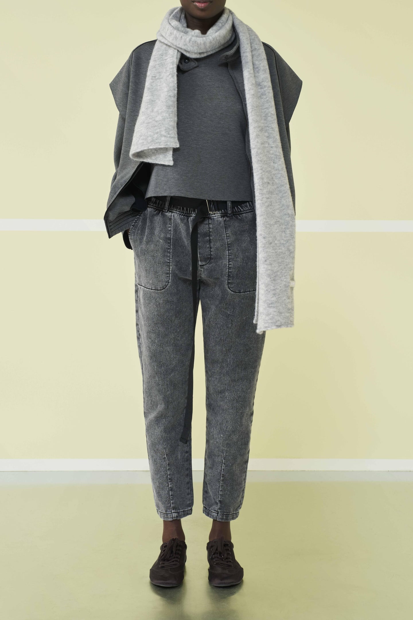 SOFT HAIRY KNIT SCARF LIGHT GREY MELEE 1