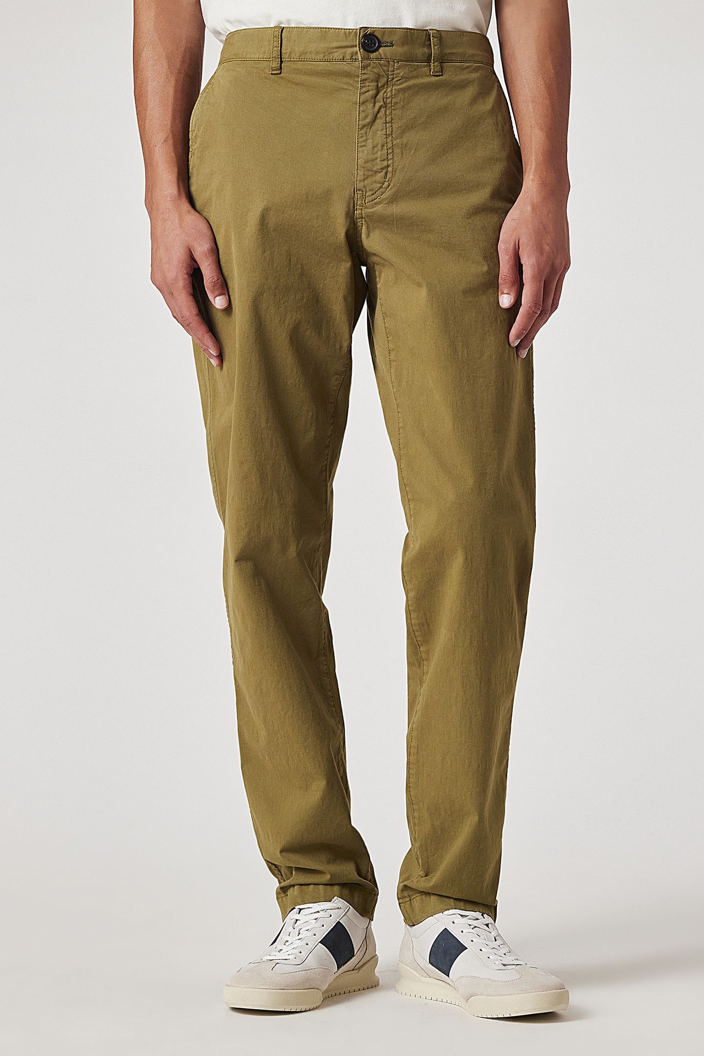 MENS TAPERED FIT STITCHED CHINO MILITARY GREEN 1