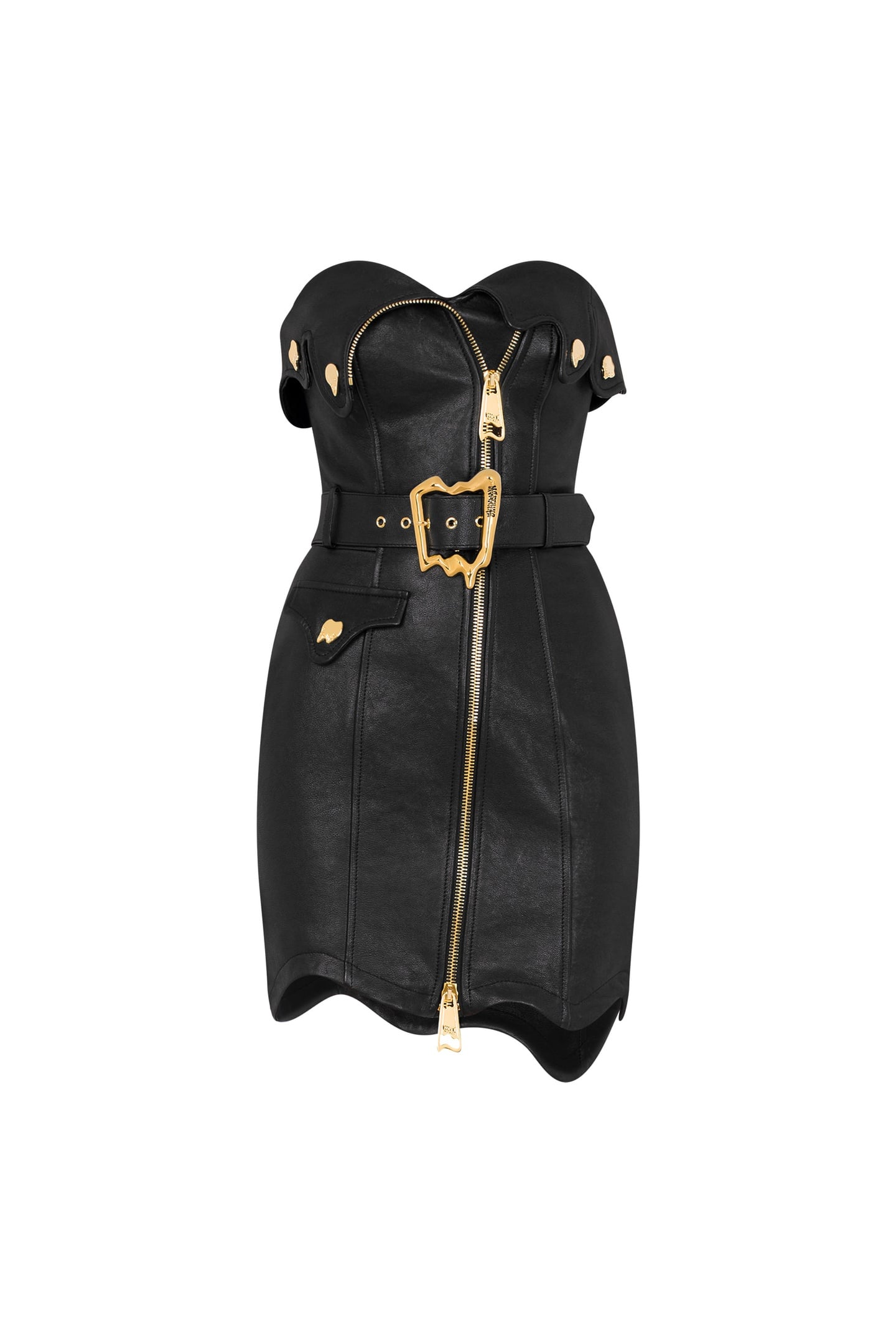 MORPHED EFFECT NAPPA LEATHER MINIDRESS BLACK 3