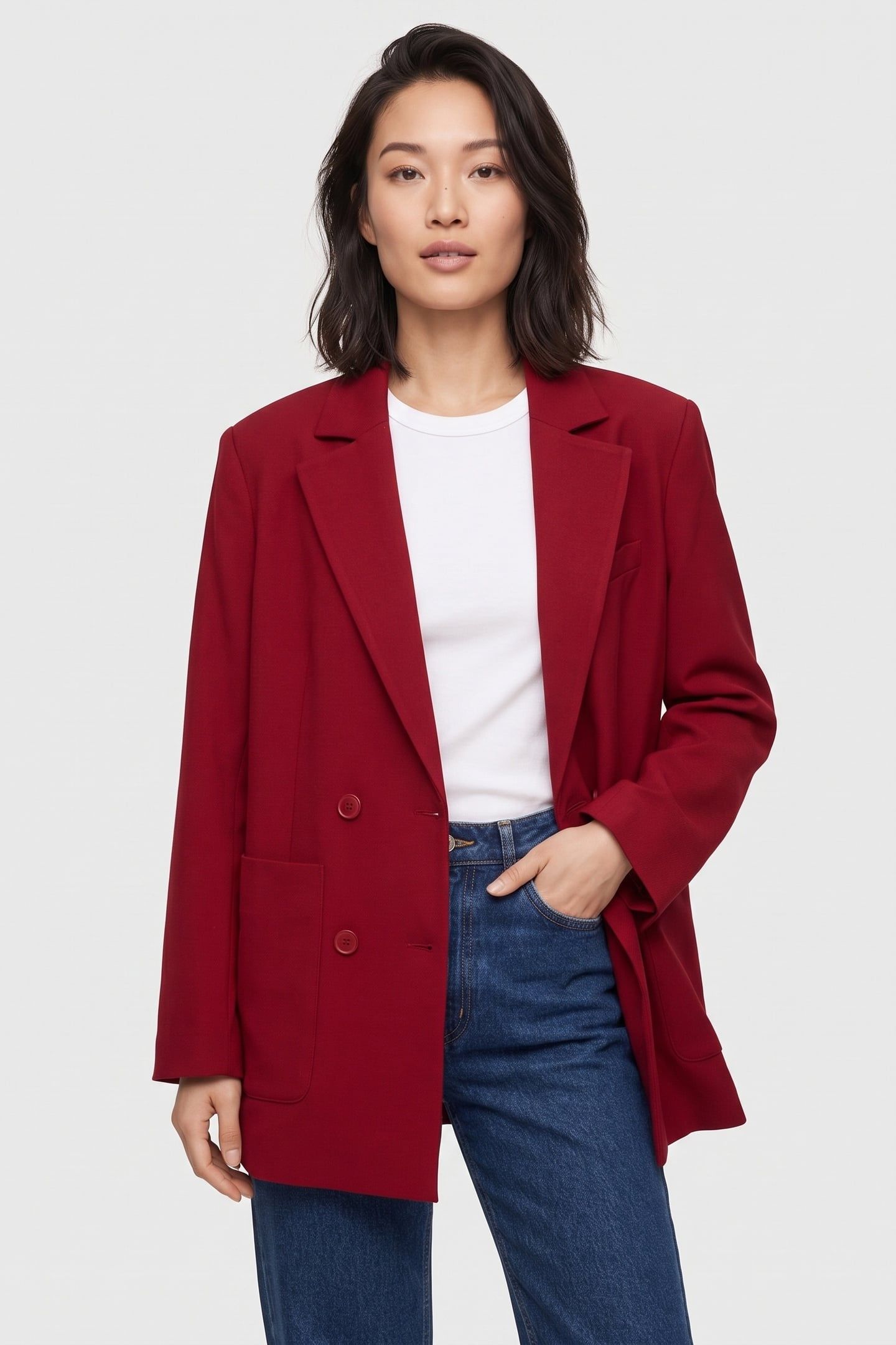 X LIBBY WOOL BLAZER RED 1