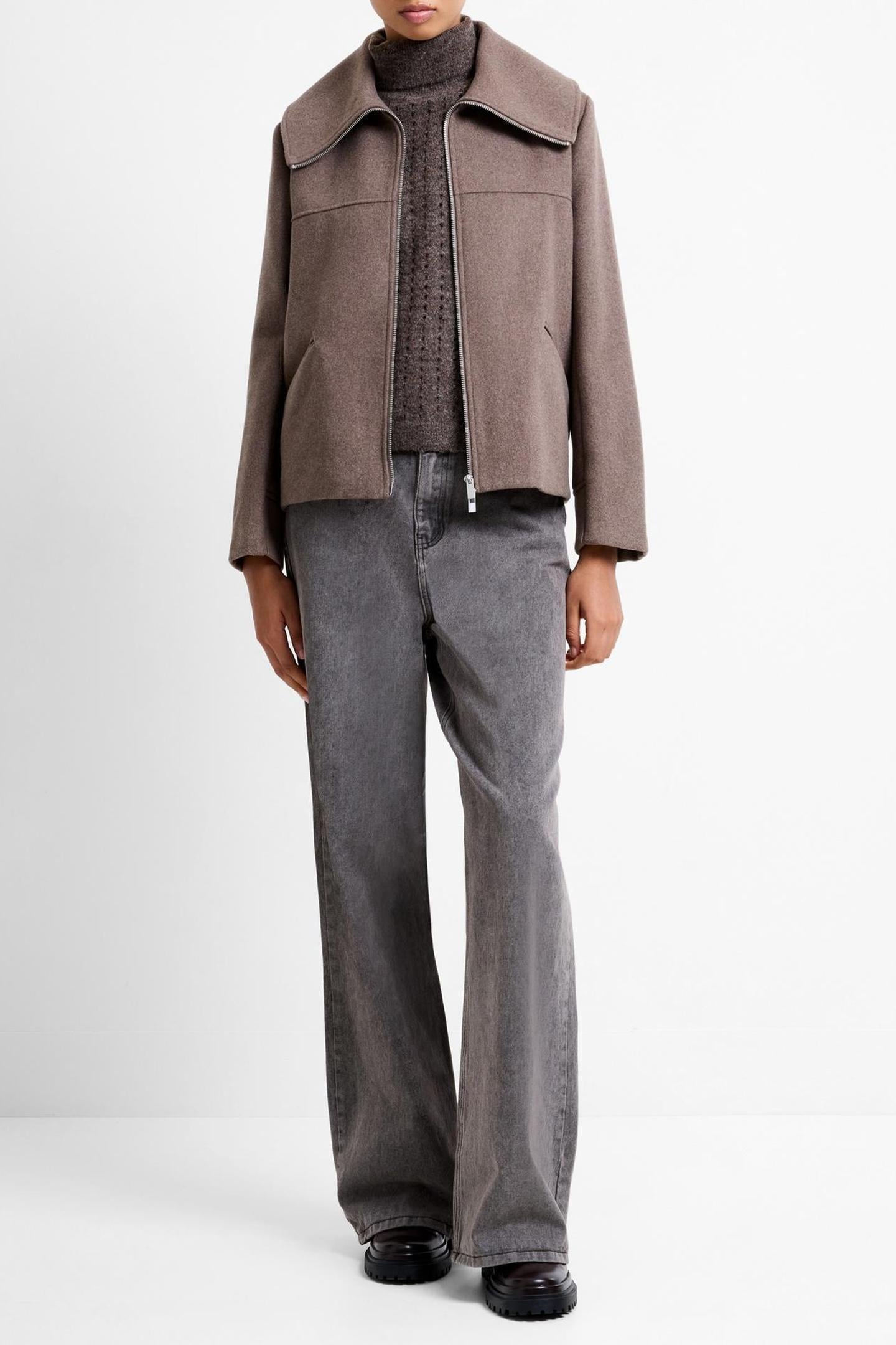 DEVITA WOOL COLLARED COAT TAUPE BROWN TAUPE BROWN 2