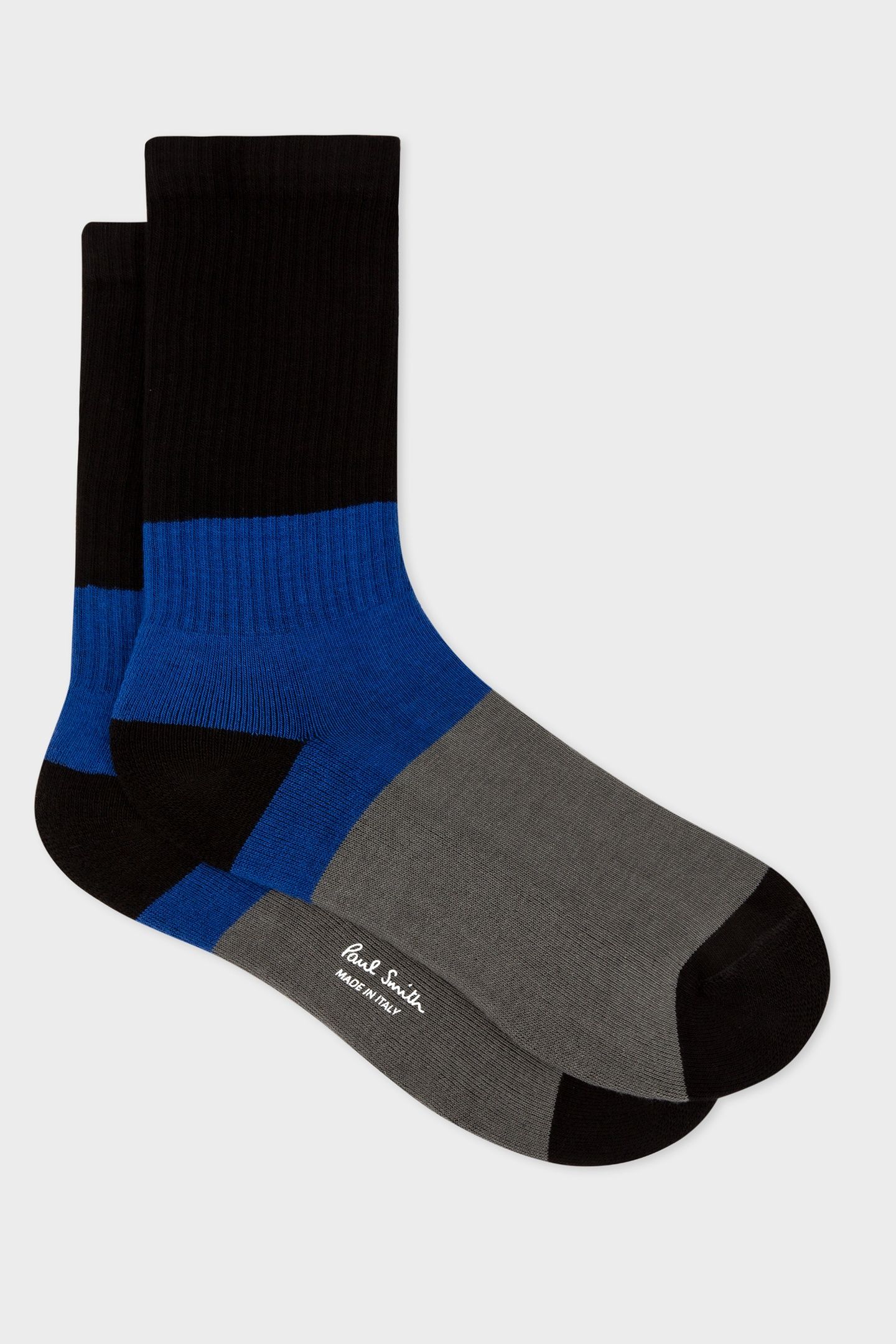 MEN SOCK TRI BLOCK BLACK MELANGE 2