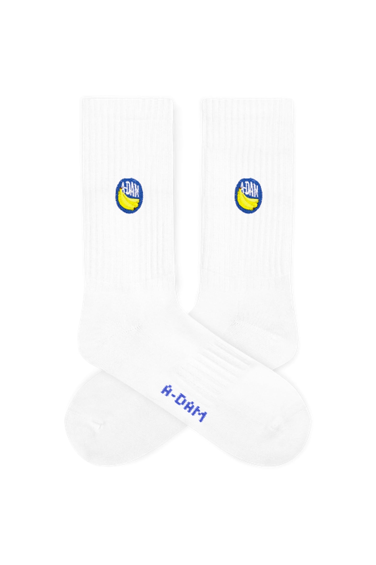 A-DAM 3-PACK CREW SOCKS WHITE BANANA STICKER WHITE 3