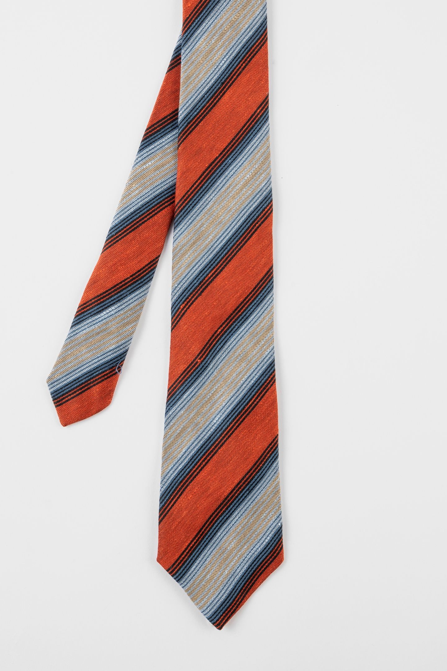 MEN TIE LINEN STRIPE RED 1
