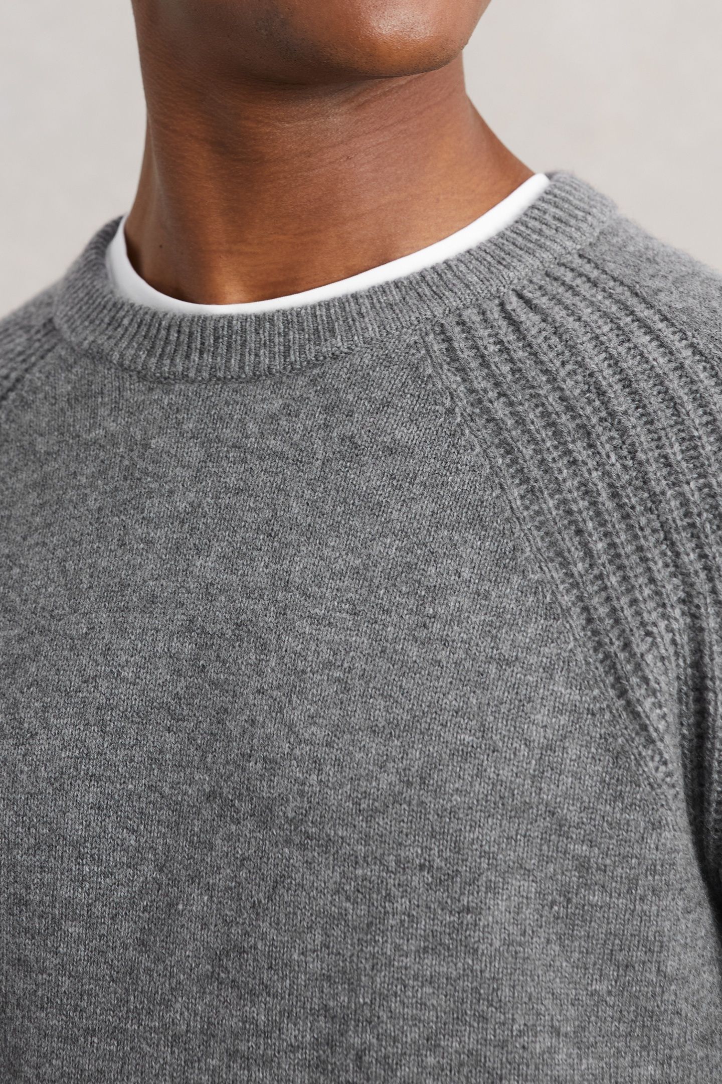 LS RAGLAN CREW NECK JUMPER MID GREY MELANGE 5
