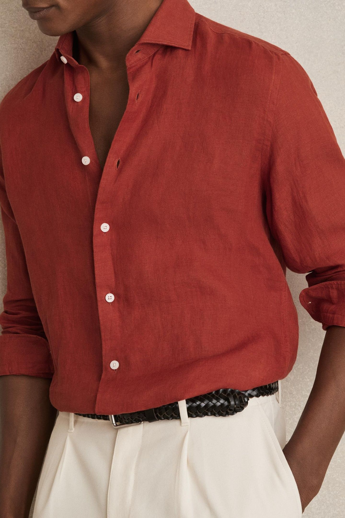 LS LINEN SHIRT PAPRIKA RED 6