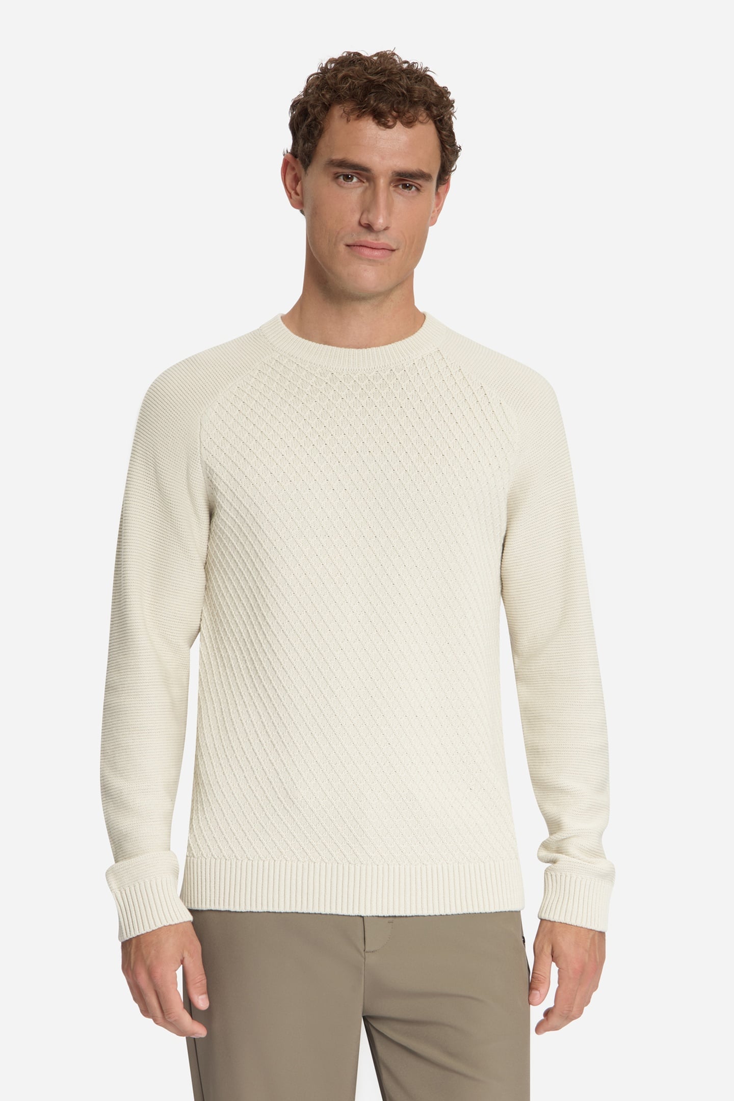PULLOVER CREWNECK CABLE KNIT STONE 1