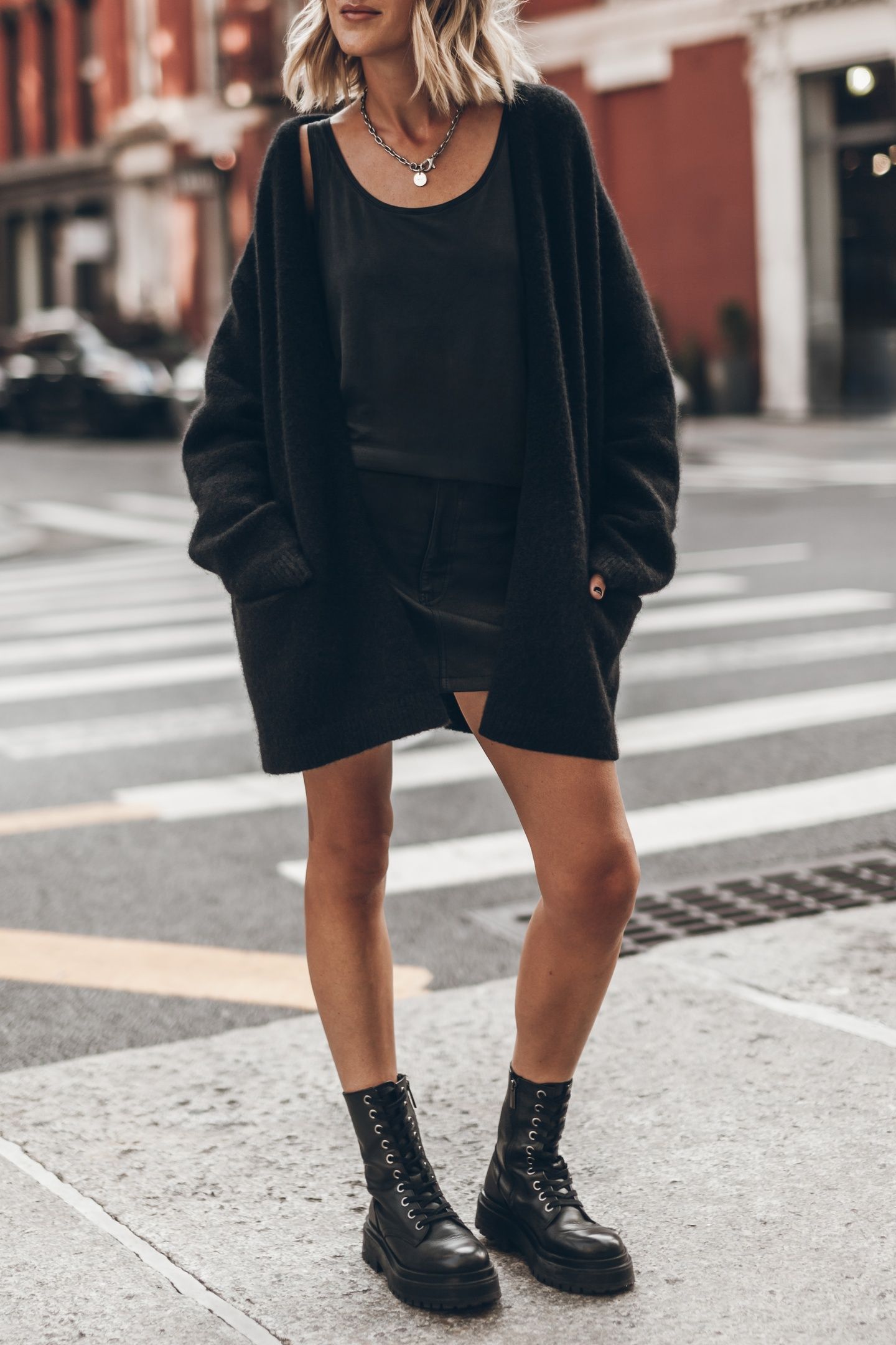 THE BLACK OVERSIZED KNITTED CARDIGAN BLACK 2