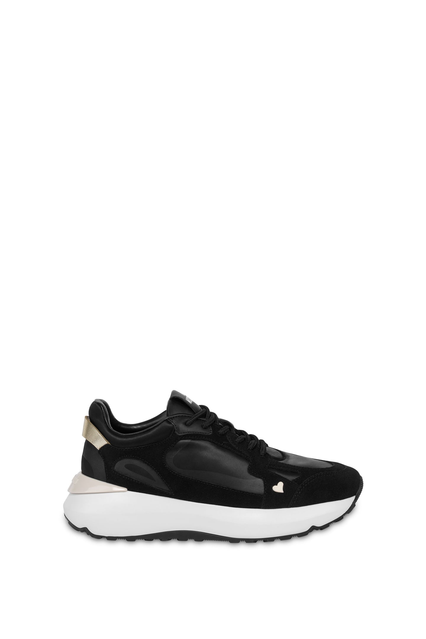 BLACK LEATHER SNEAKERS WITH HEART BLACK 1