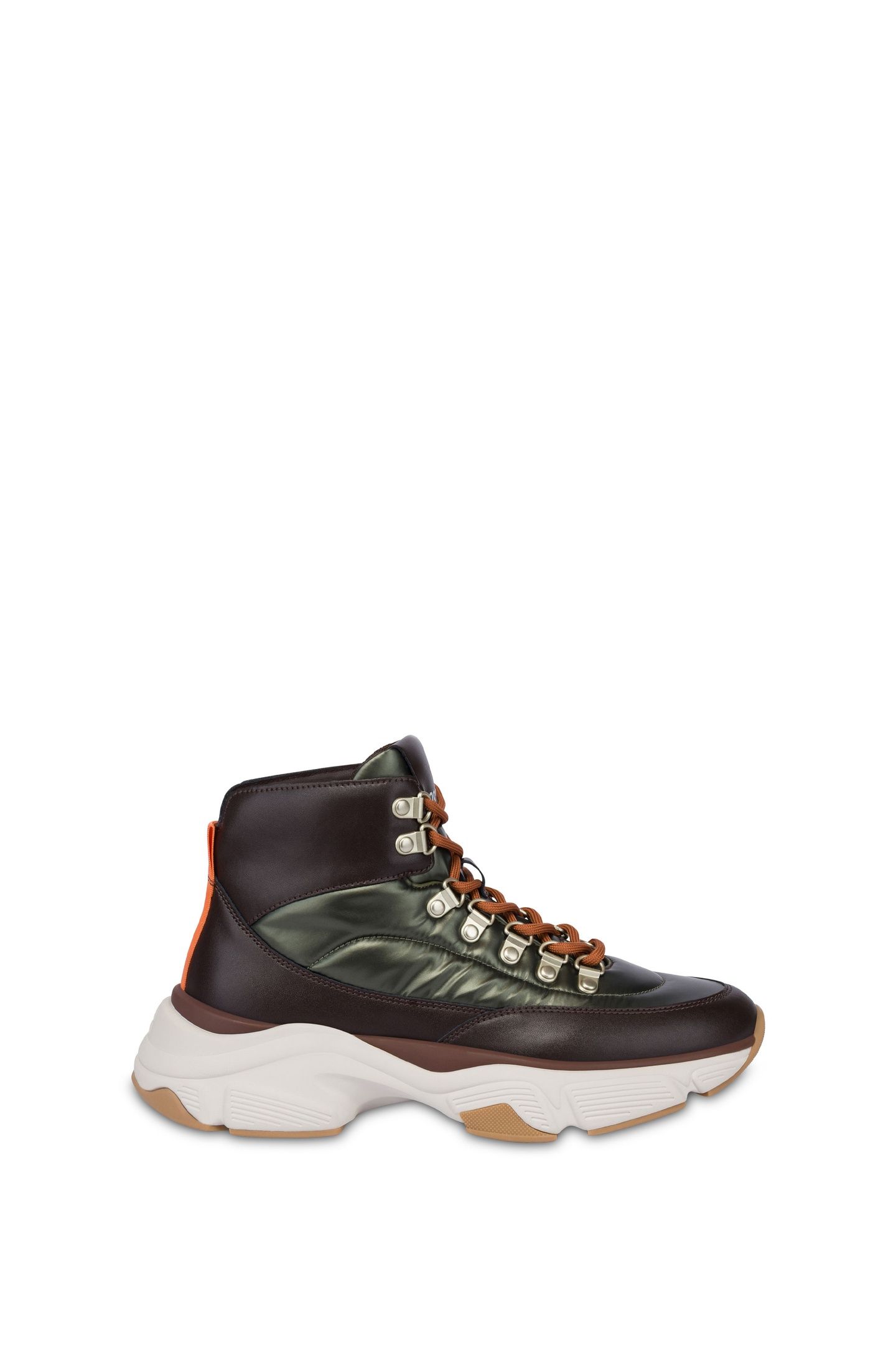 HIGH-TOP SNEAKERS IN CALFSKIN AND NYLON GREEN 1