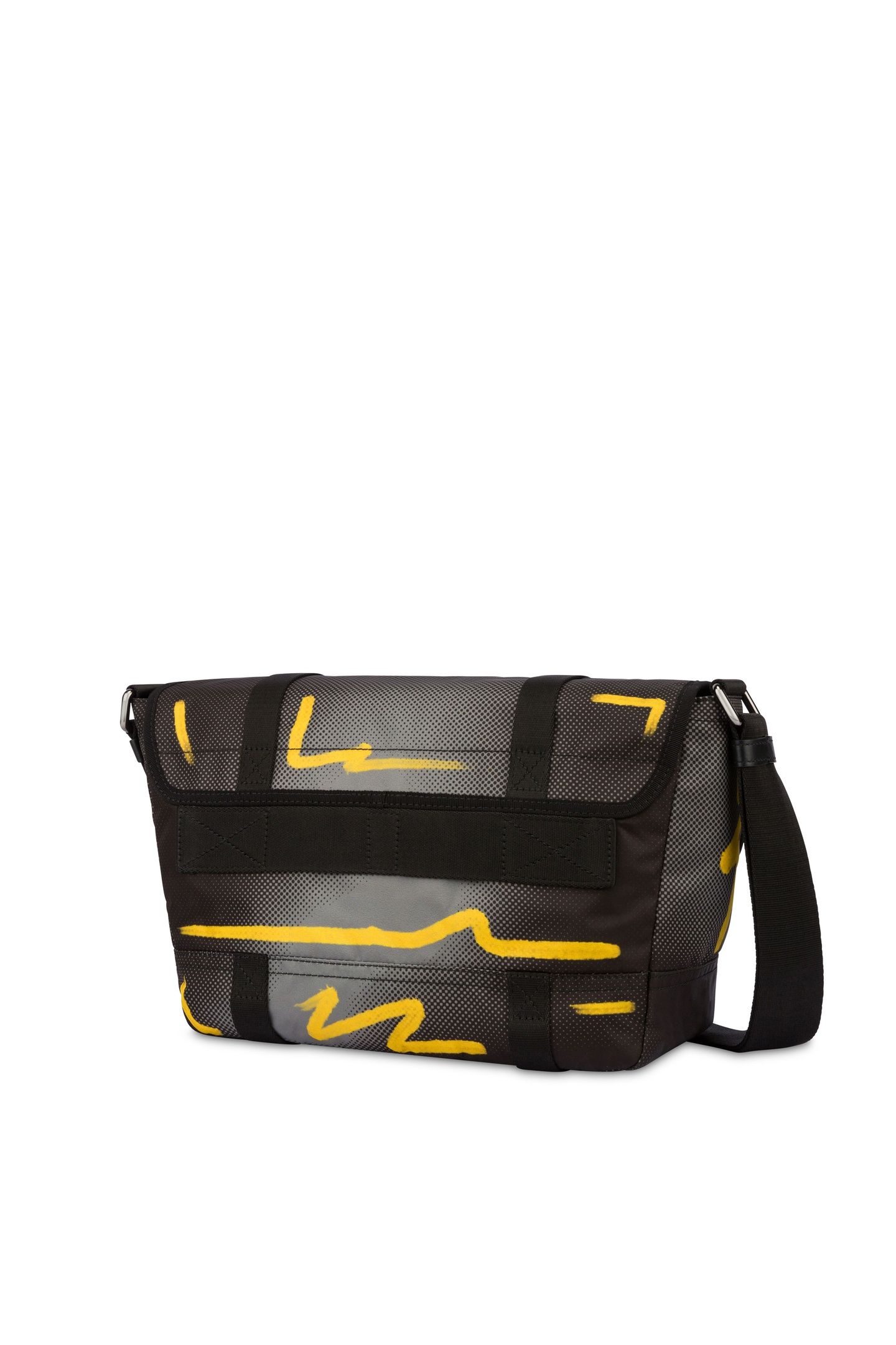 MESSENGER BAG IN NYLON SHADOWS & SQUIGGLES GREY 2