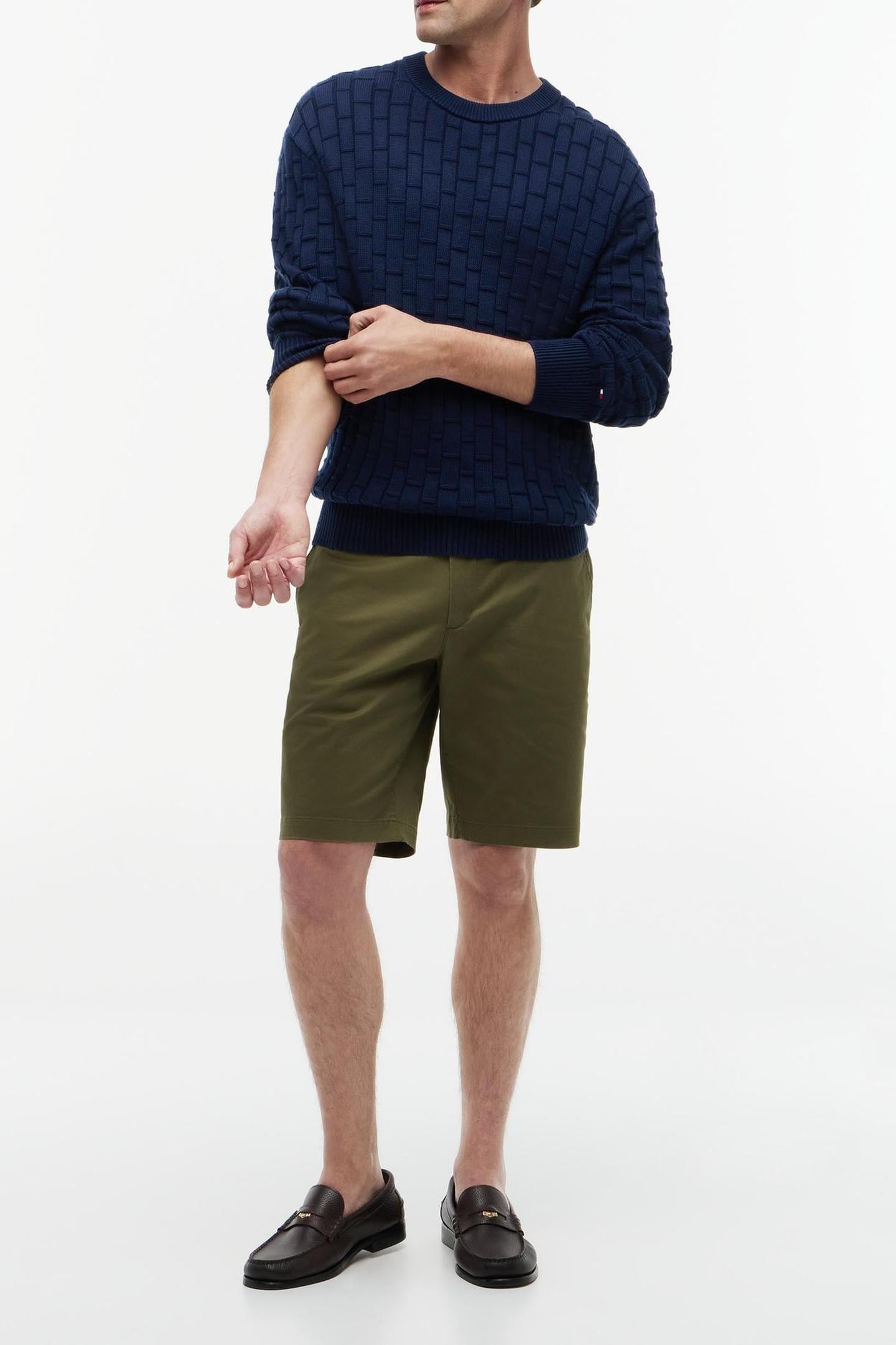 MOCK CABLE CREW NECK CARBON NAVY 1
