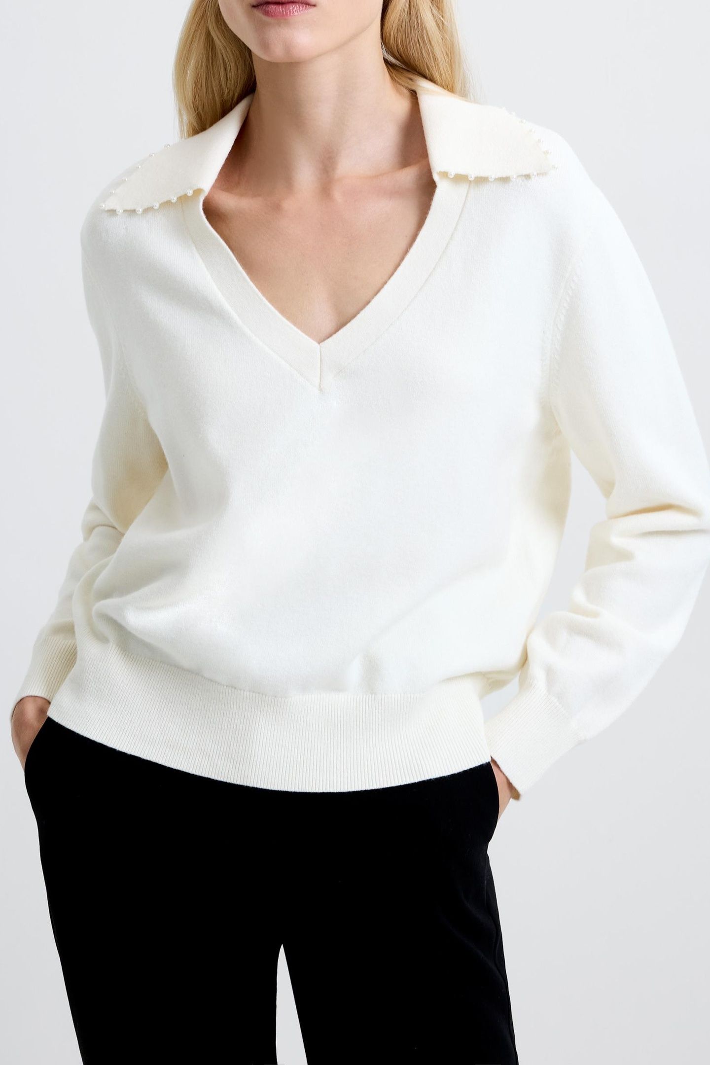 SLOANE KNT PEARL VNK SWEATER PORCELAIN CREAM PORCELAIN CREAM 2