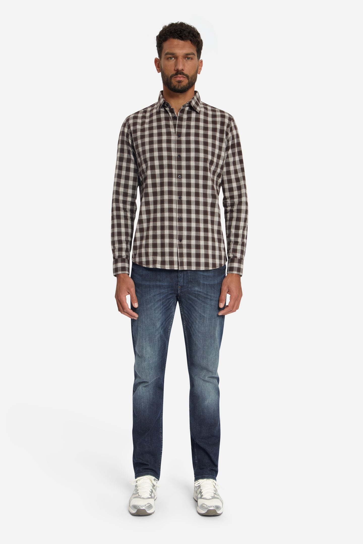 SHIRT YARN DYED CHECK DARK BROWN 2