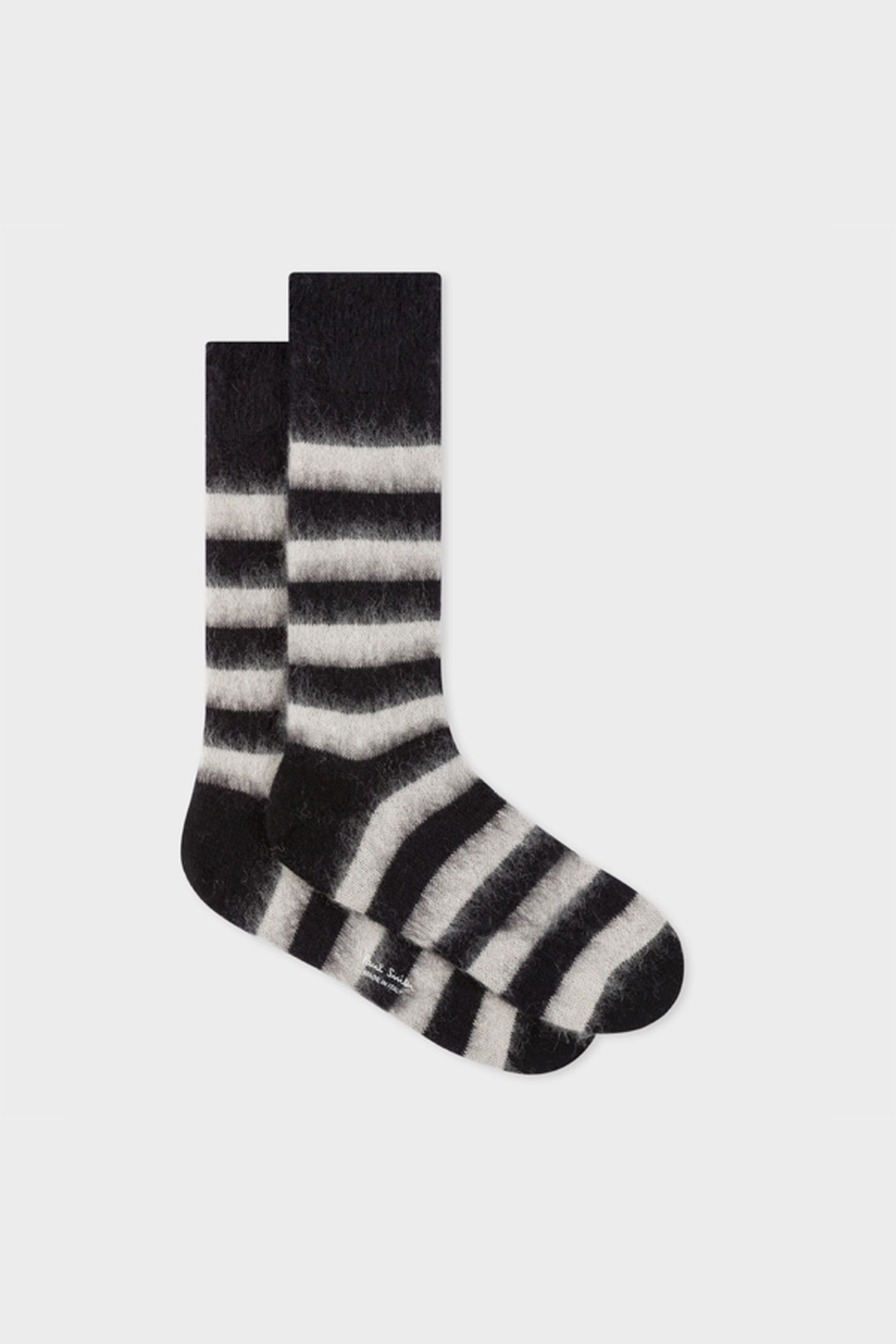 MEN SOCK MOHAIR STRIPE BLACK 2