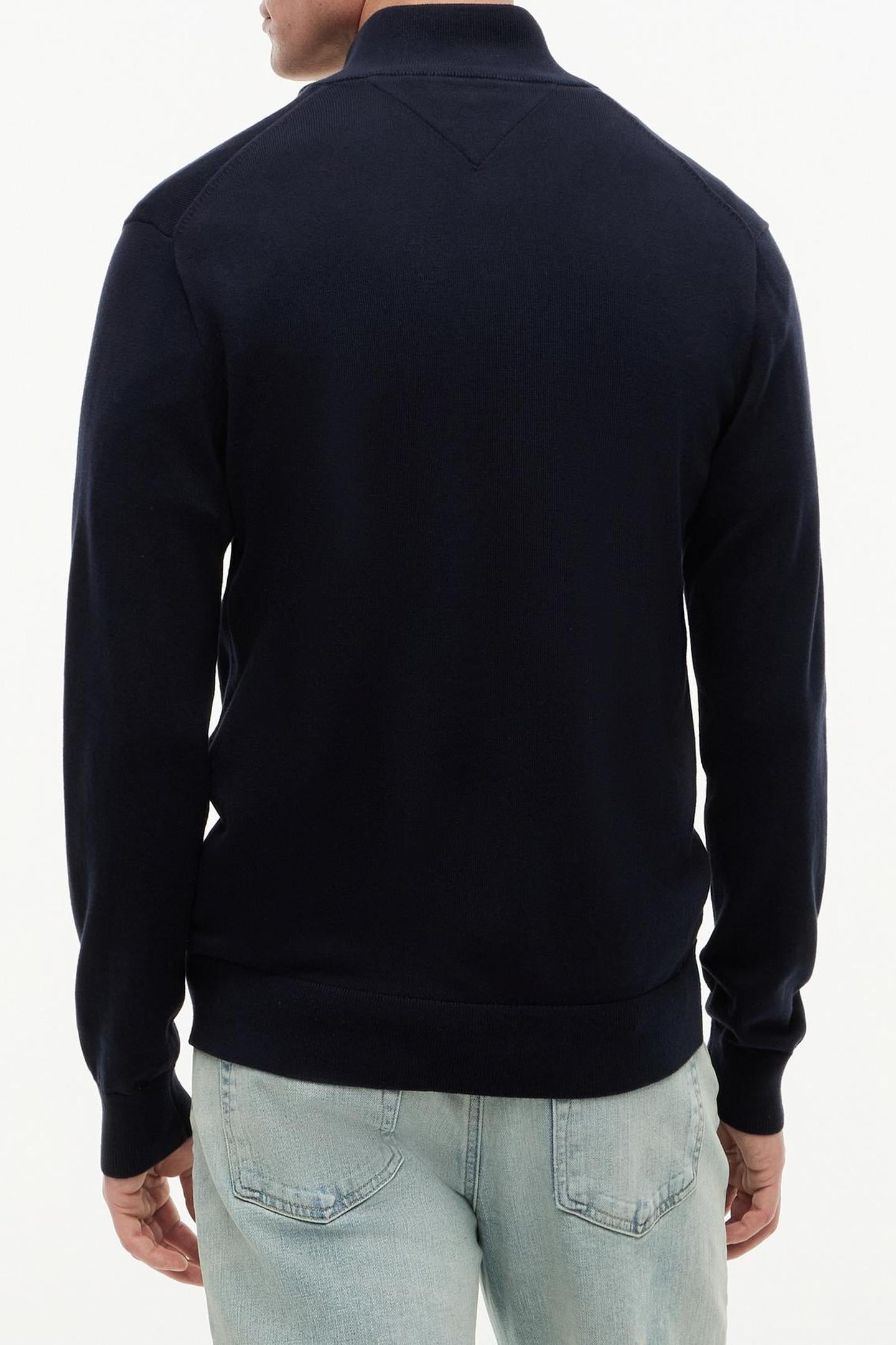 ESSENTIAL COTTON ZIP SWEATER NAVY BLUE/IVORY PETAL 3
