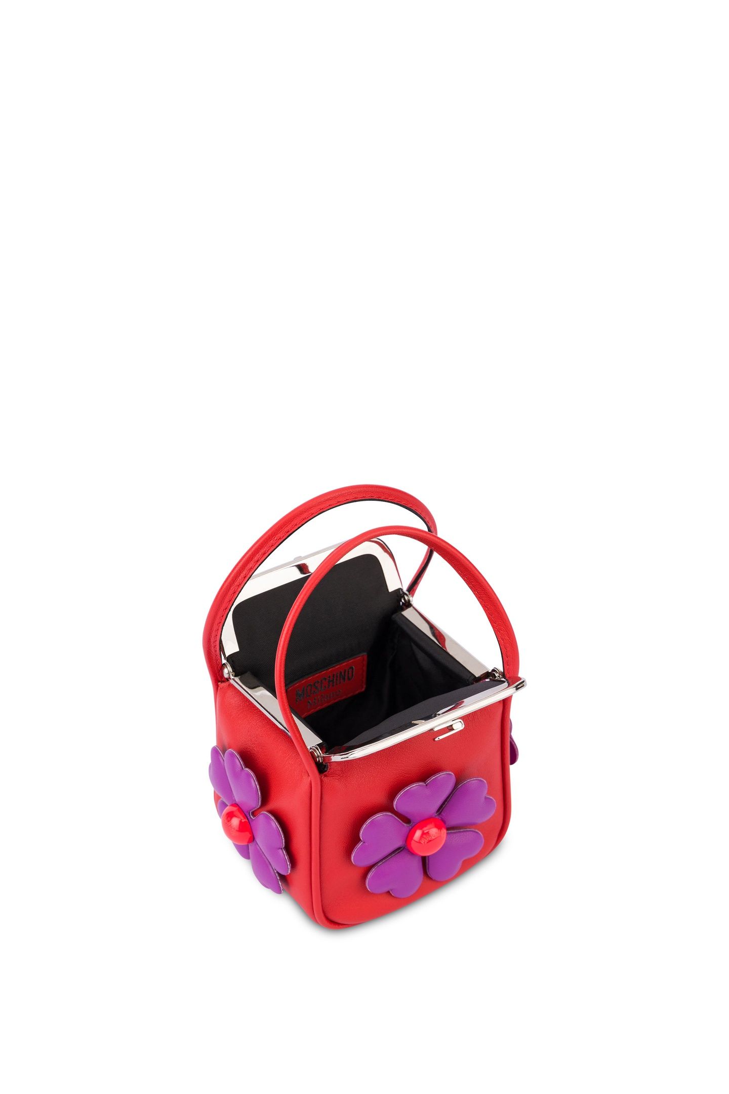 HEART FLOWERS NAPPA LEATHER MICROBAG RED 4