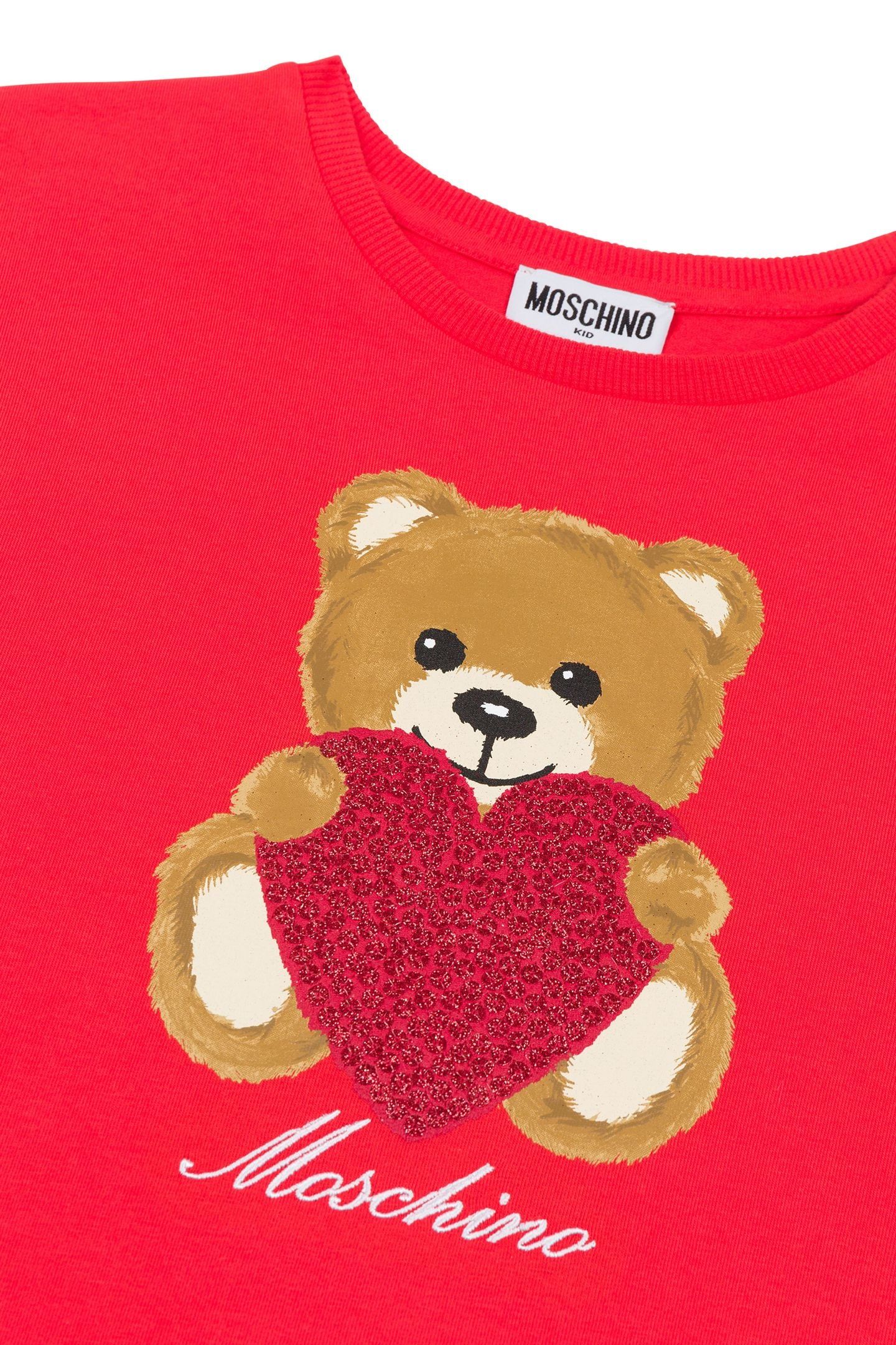 GIRL'S MAXI T-SHIRT IN JERSEY HEART TEDDY BEAR RED 3