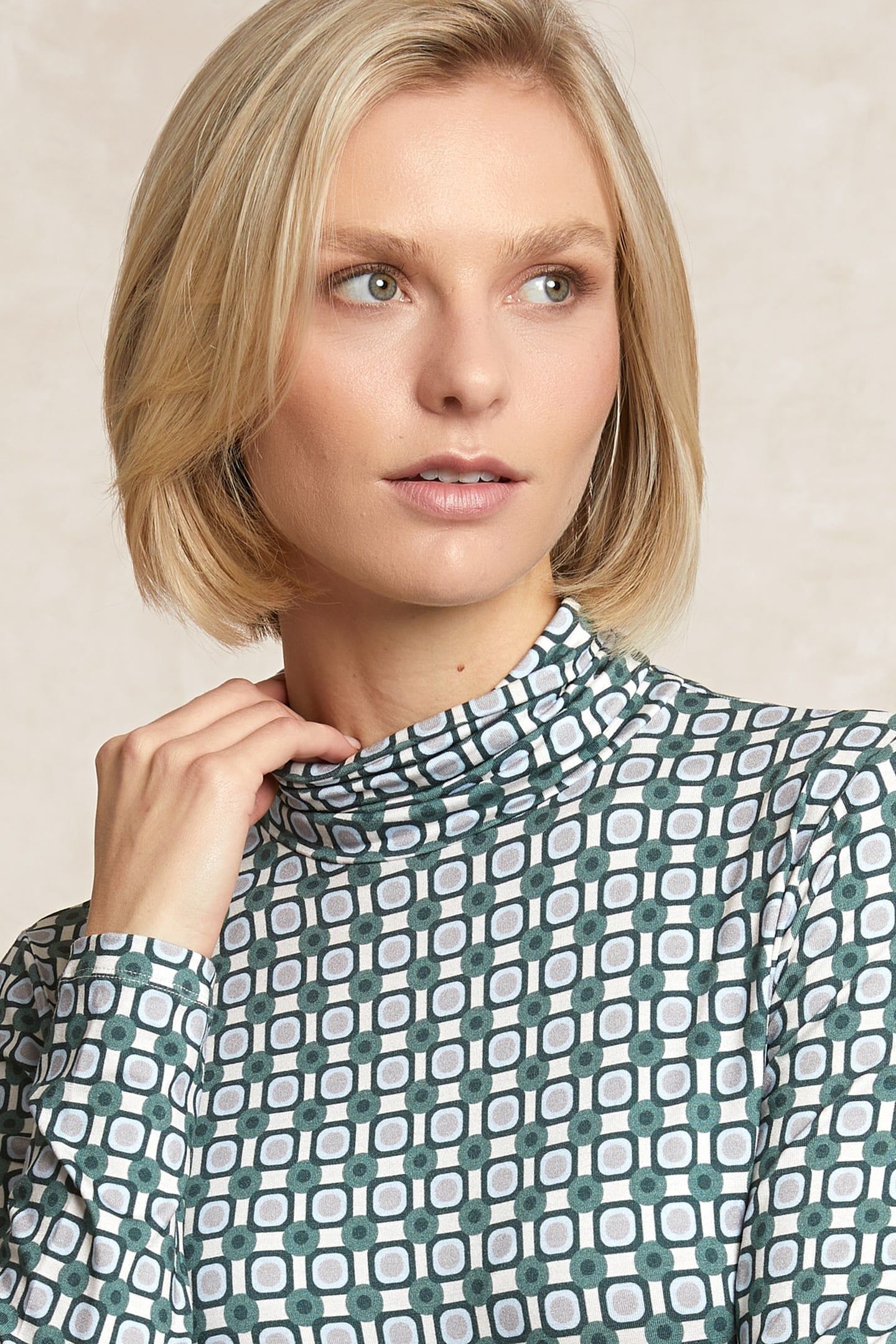 FANTASY ROLL NECK T-SHIRT LONG SLEEVES MULTI GREEN 4