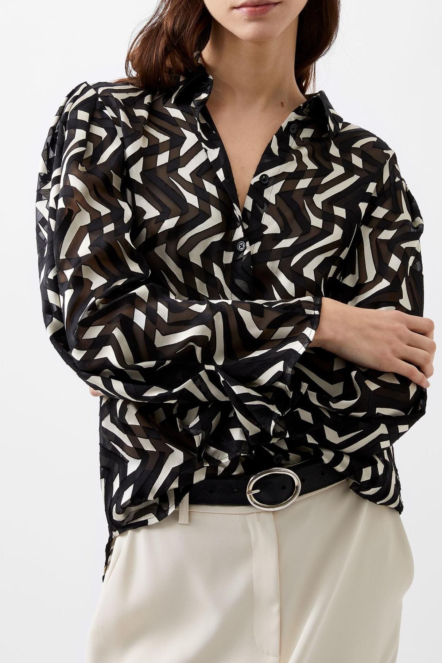 DIANDRA SATIN BURNOUT TOP BLACK/CLASSIC CREAM SIZE [XL] BLAC 3