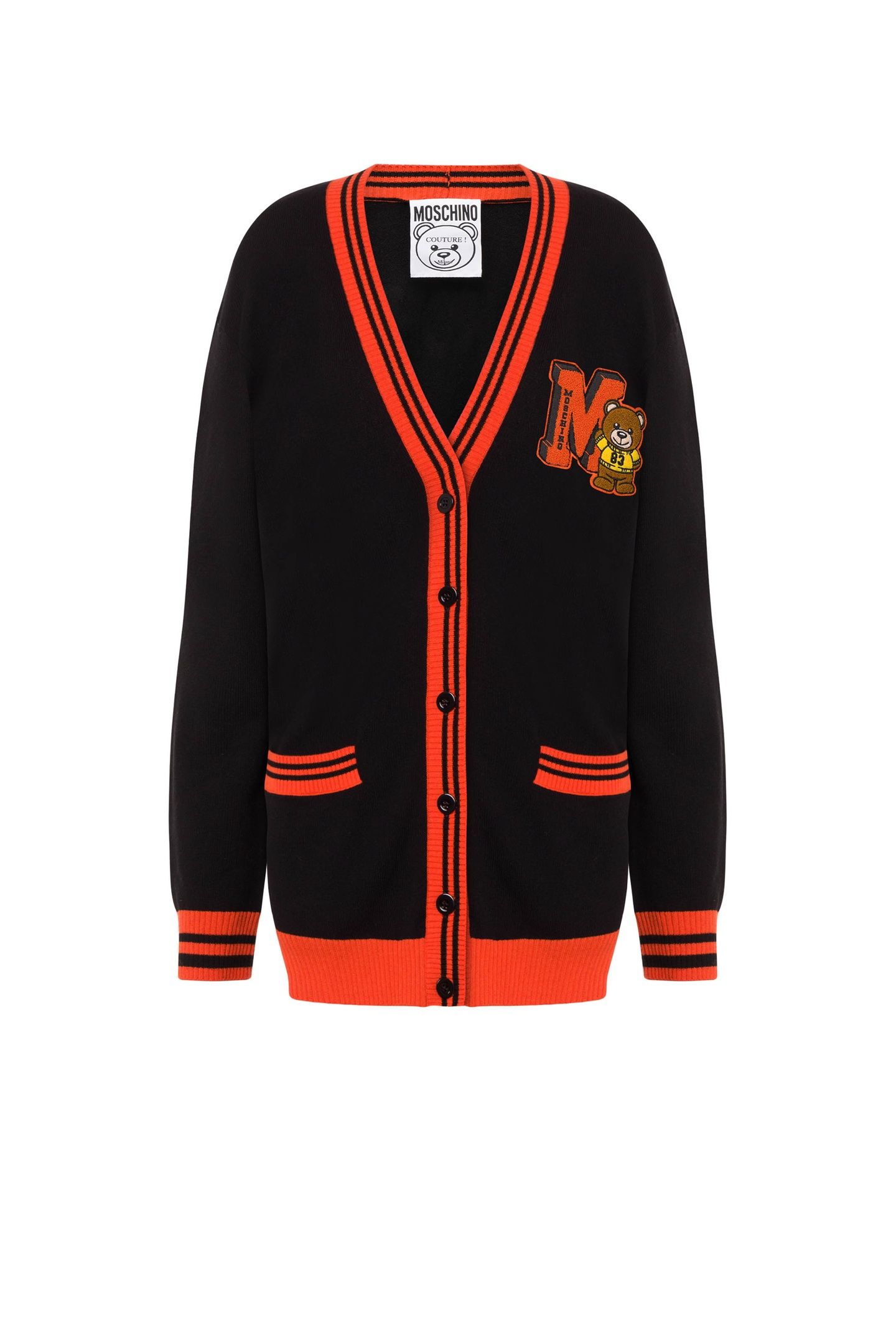 CARDIGAN VARSITY TEDDY BEAR BLACK 3