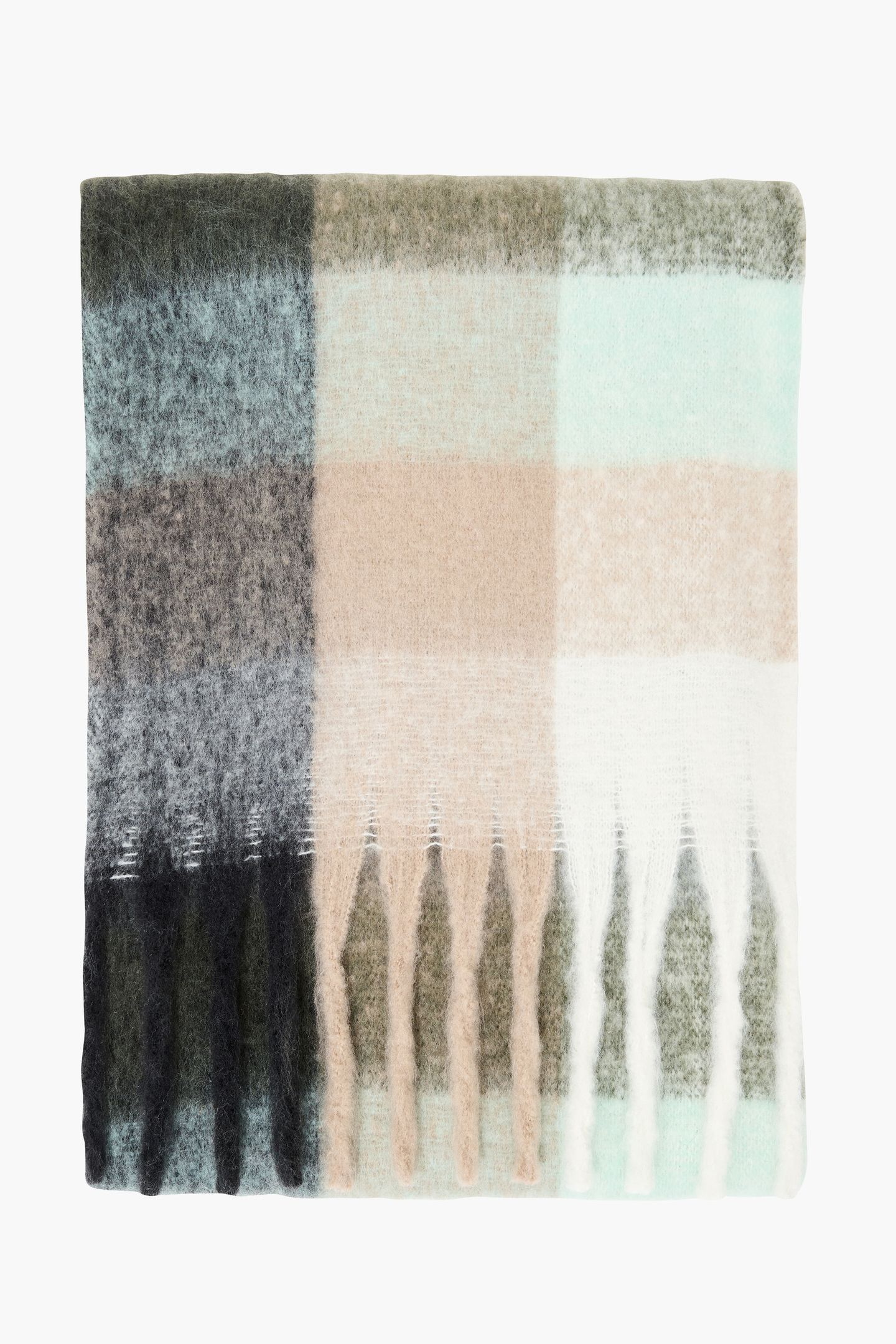 SUPER SOFT CHECK SCARF MULTI GRY/CREAM/MINT 2