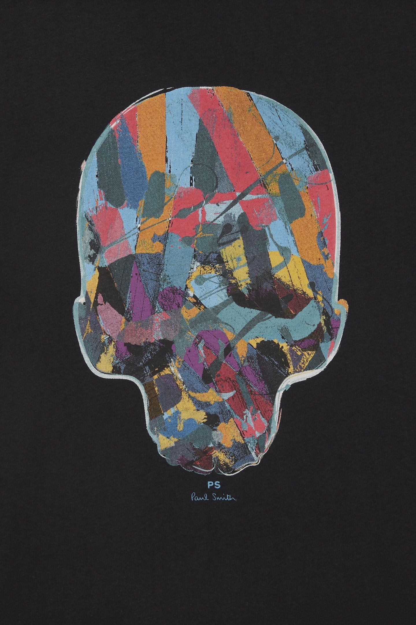 MENS REG FIT SS T SHIRT MULTI COL SKULL BLACK 8