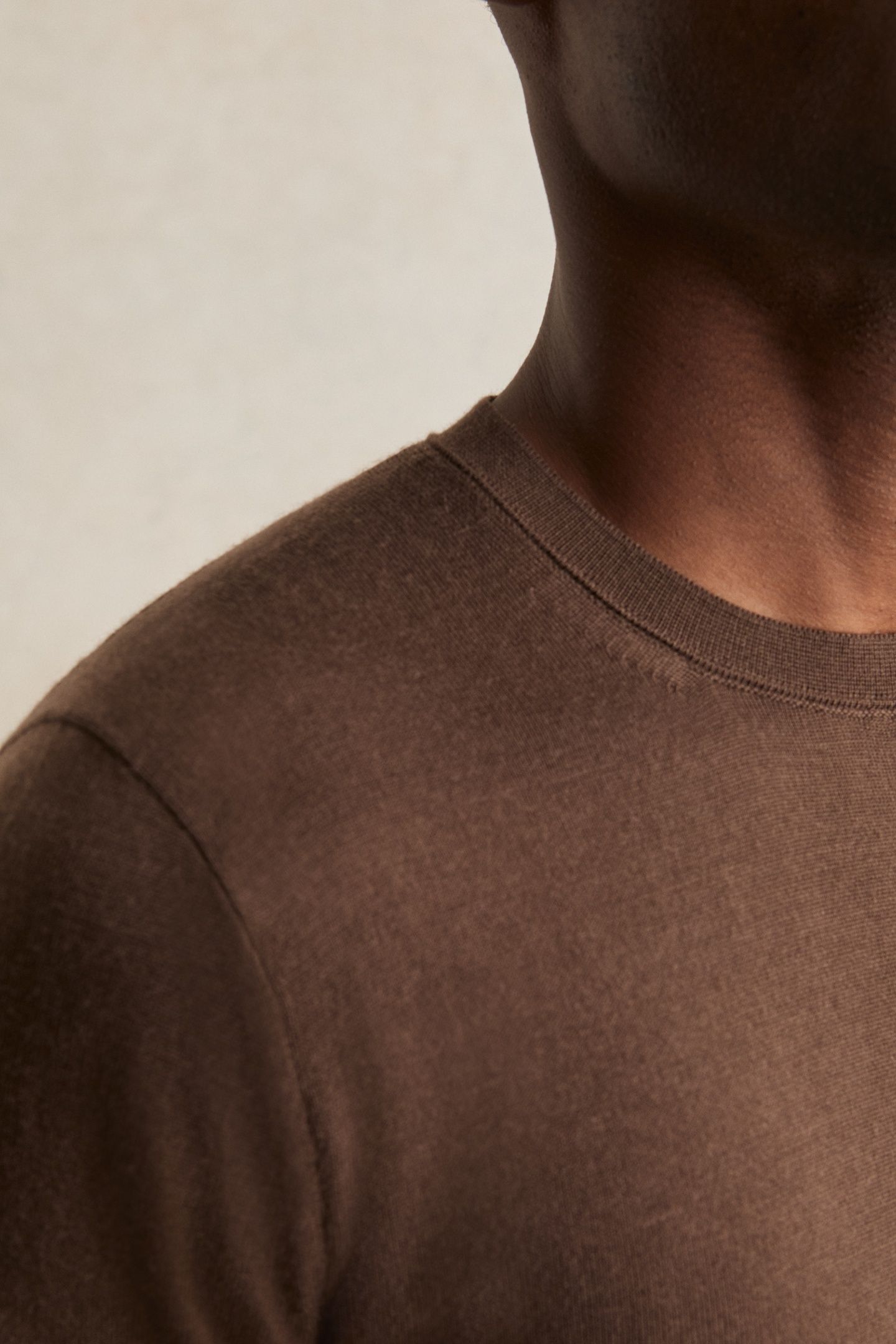 LS CREW MERINO WOOL JUMPER CHOCOLATE BROWN 5
