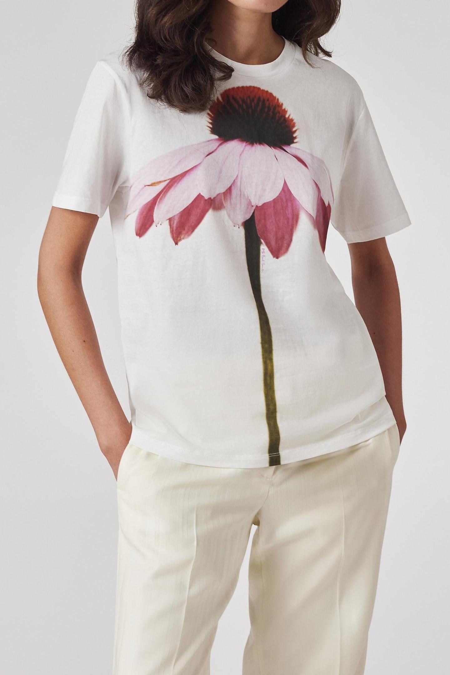 WOMENS FLOWER T-SHIRT WHITE 1