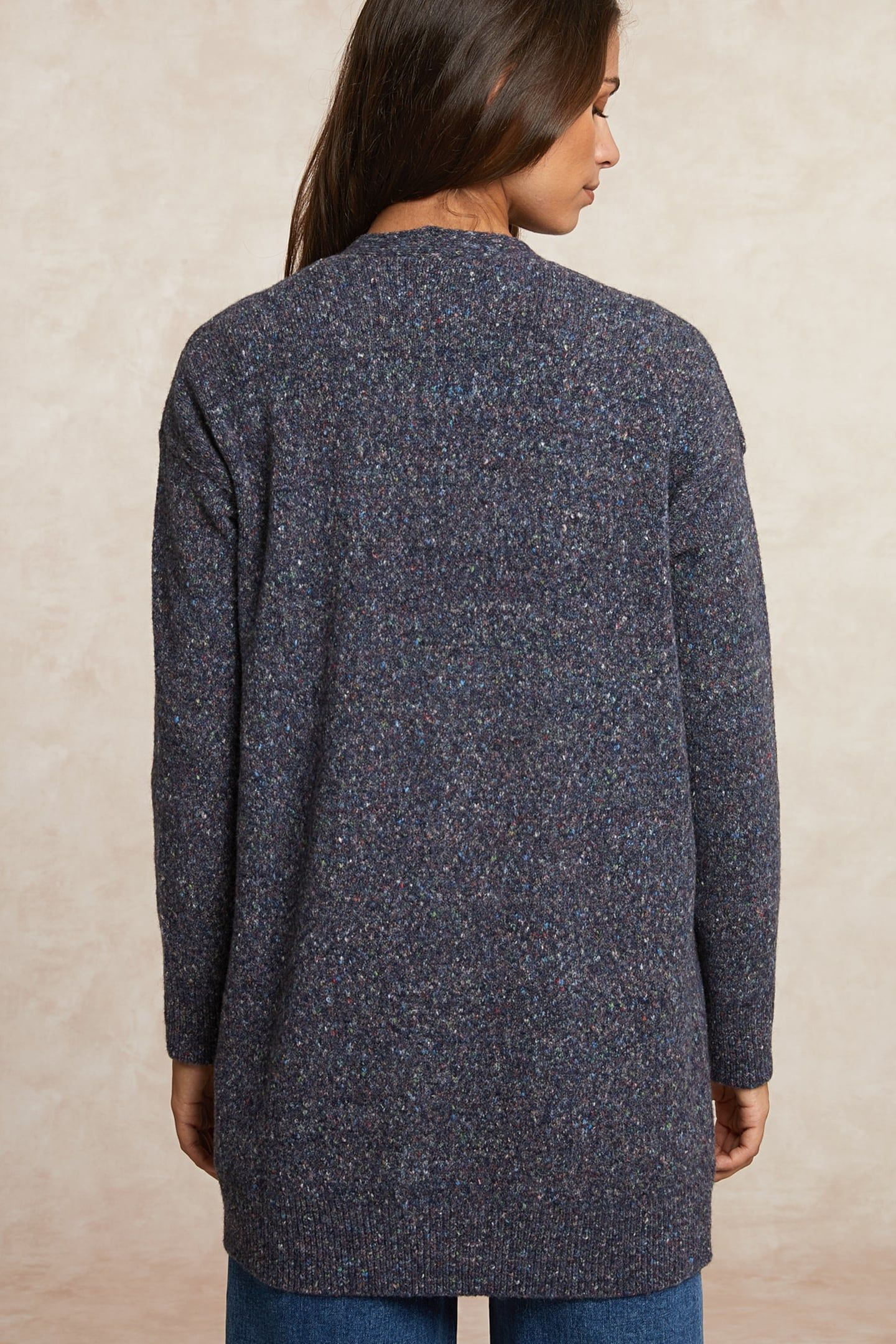 LONG DOTTED V-NECK CARDIGAN BLUE 2