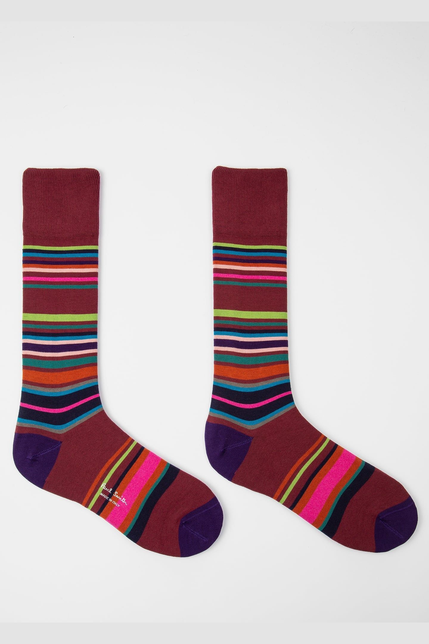 MEN SOCK YODEL STRIPE BURGUNDY/ BORDE 1