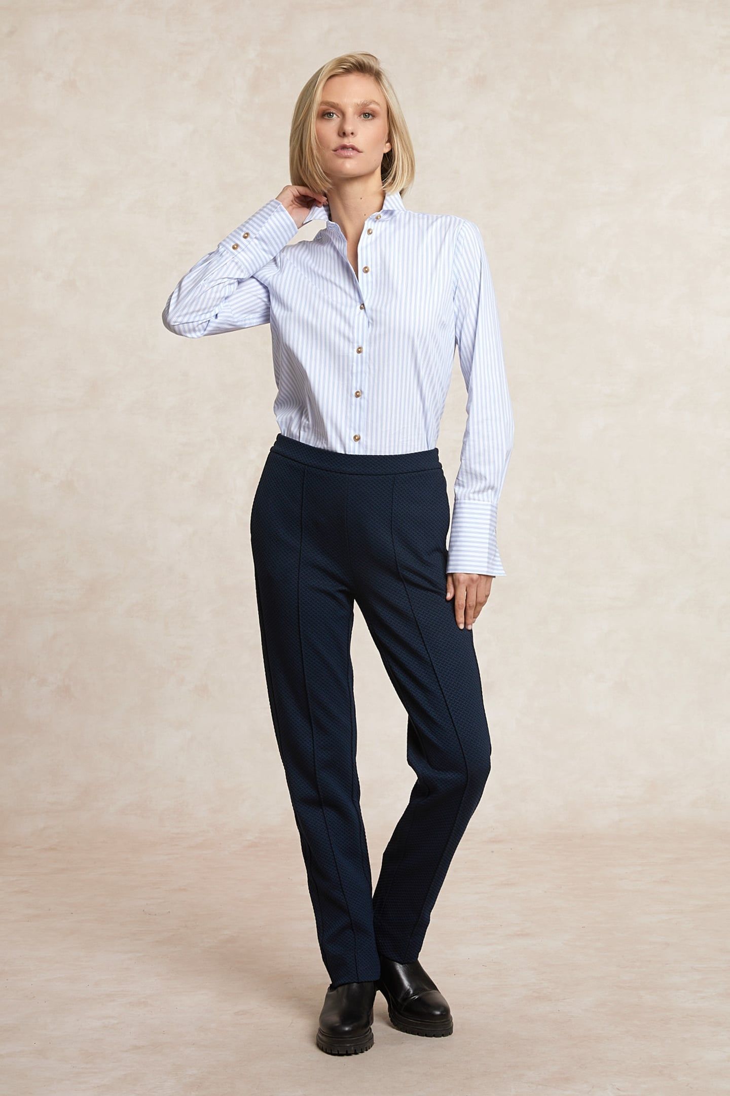 CLASSIC HERRINGBONE PANTS BLUE BLACK 1