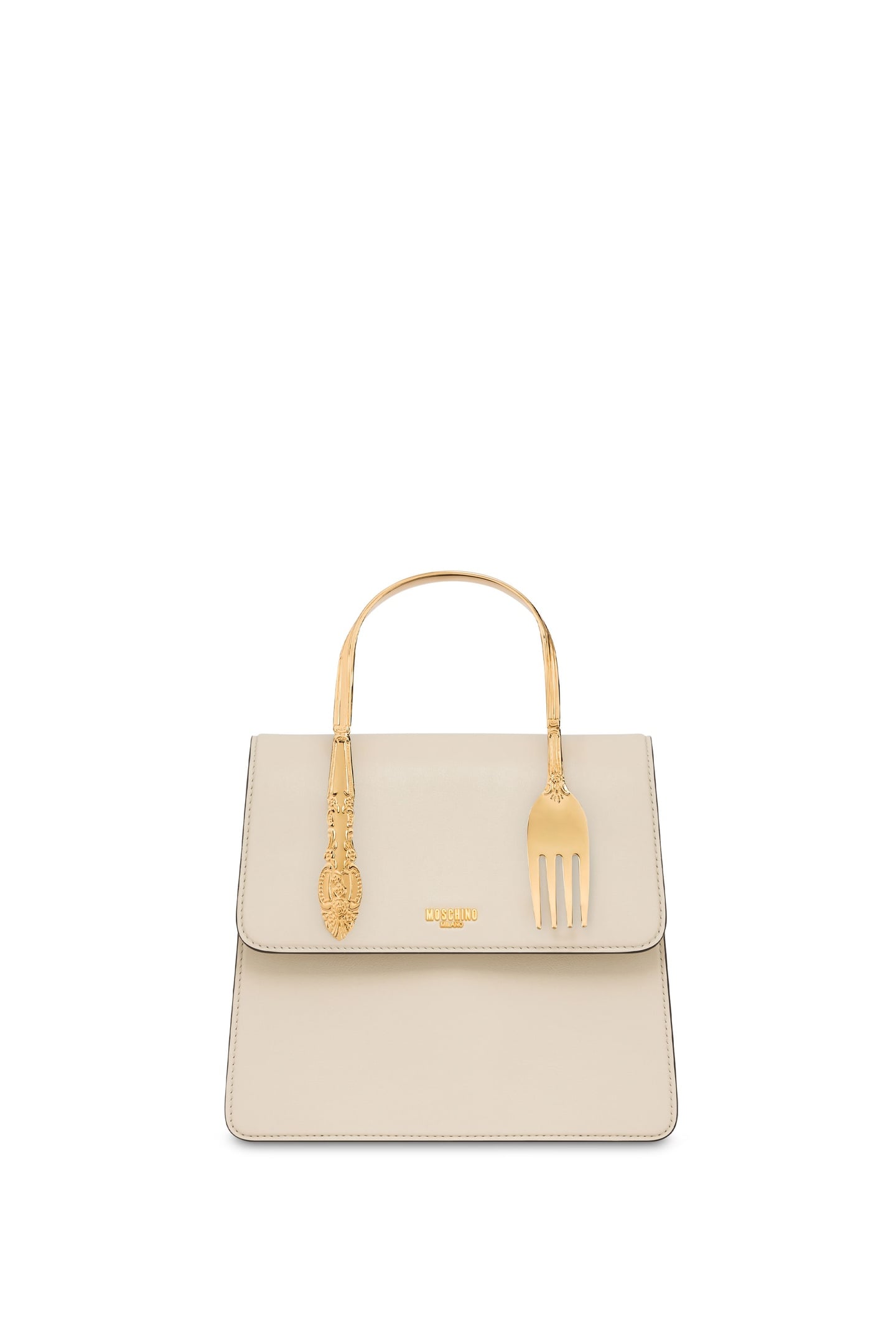 CALFSKIN HANDBAG CUTLERY DETAILS WHITE 1