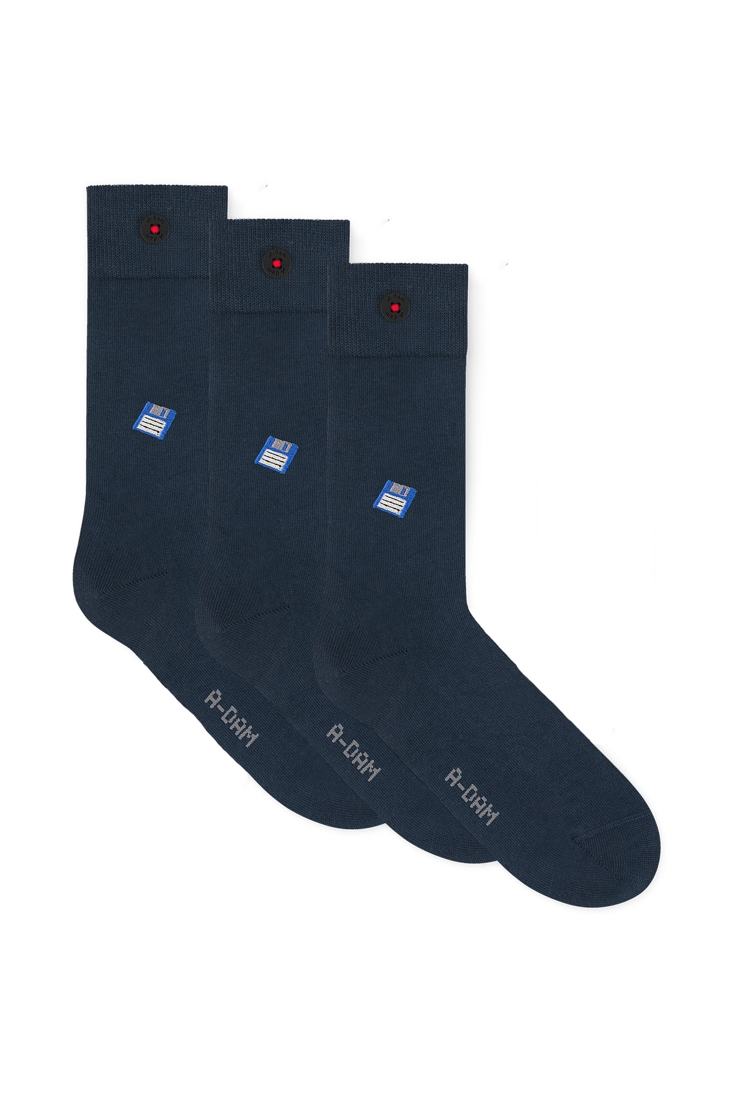 A-DAM 3-PACK CASUAL SOCKS NAVY FLOPPYDISK NAVY 1