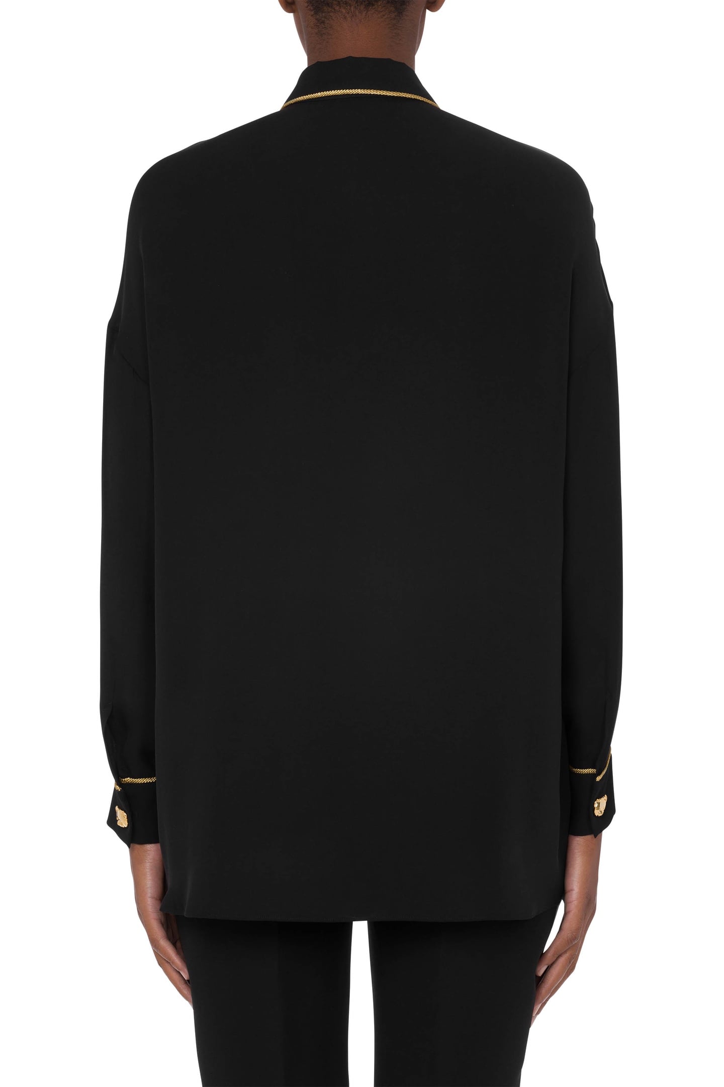 TEDDY BUTTONS SILK CHARMEUSE SHIRT BLACK 2