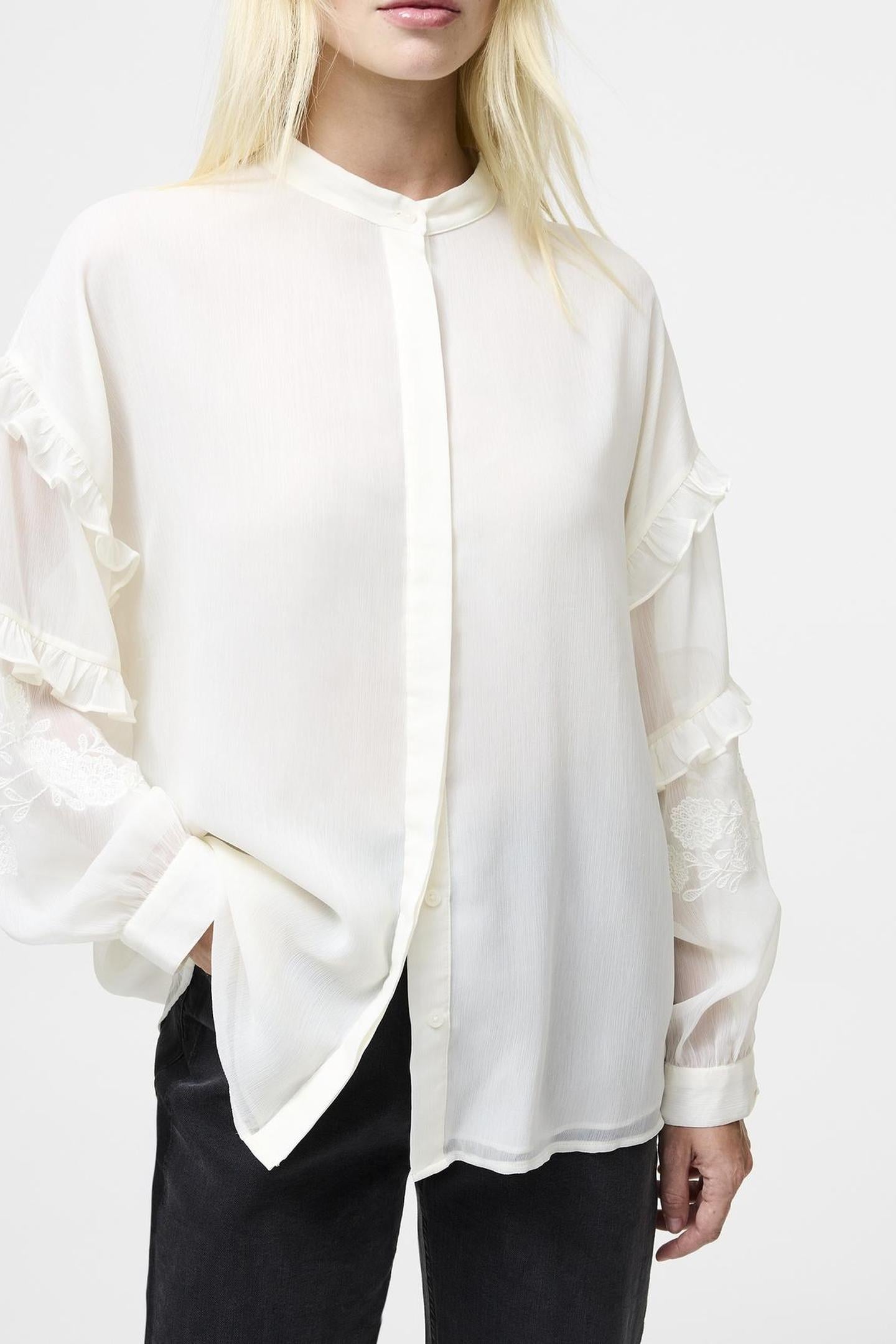EMINA CHIFFON EMBROIDERED SHIR PORCELAIN CREAM 2