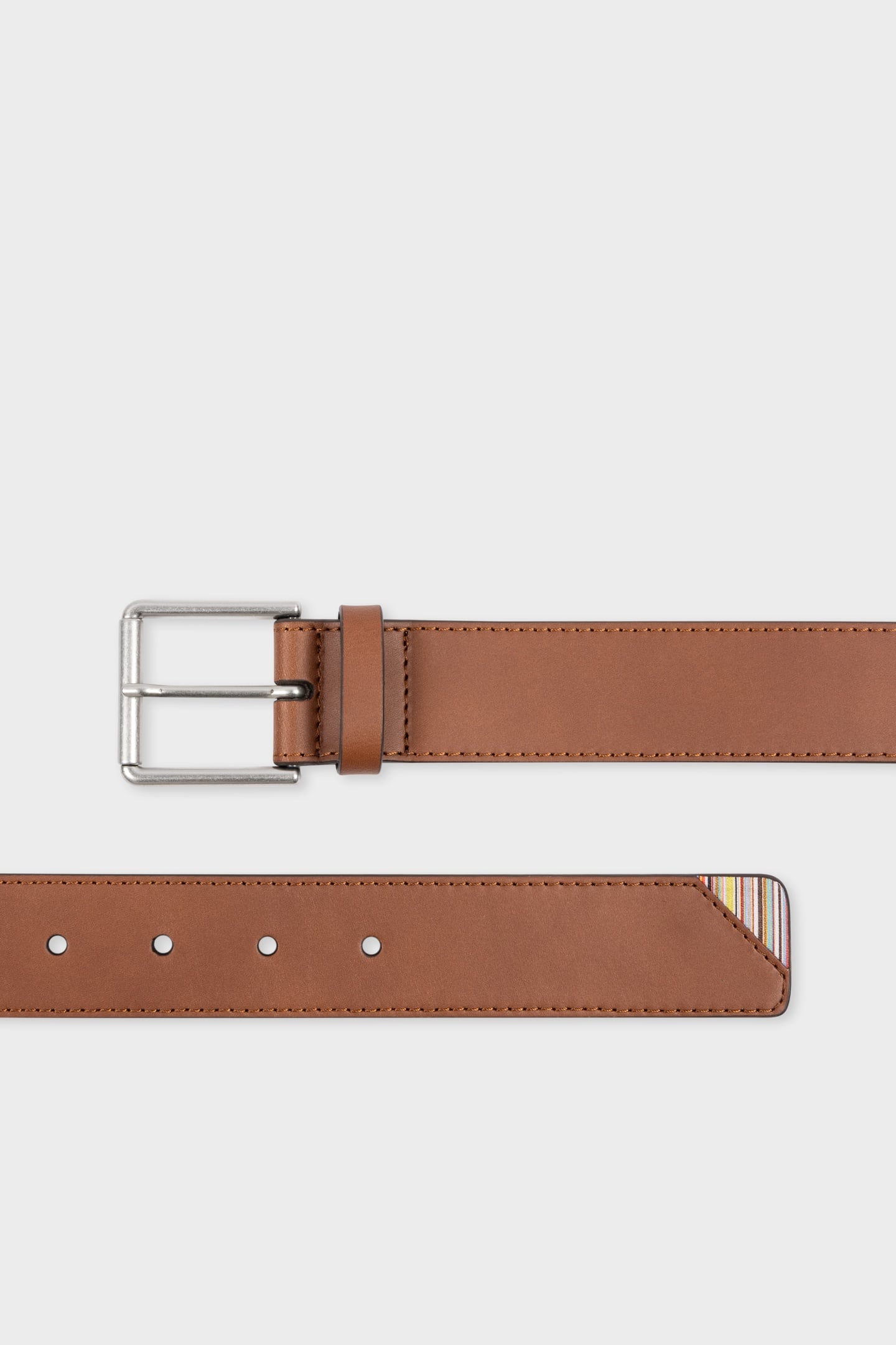 MEN BELT STRIPE CORNER BROWN 3