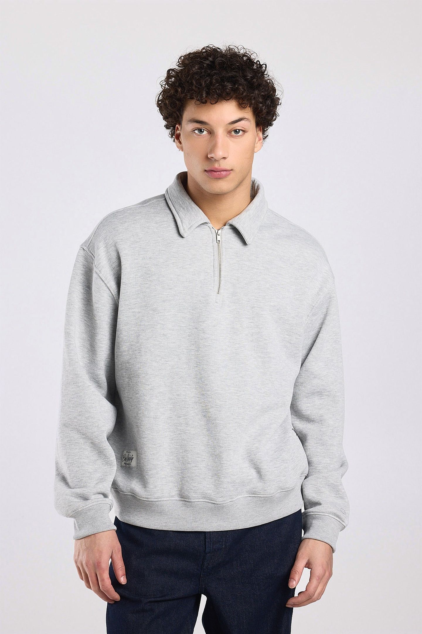 SOOD HALF ZIP LIGHT GREY MELANGE 1