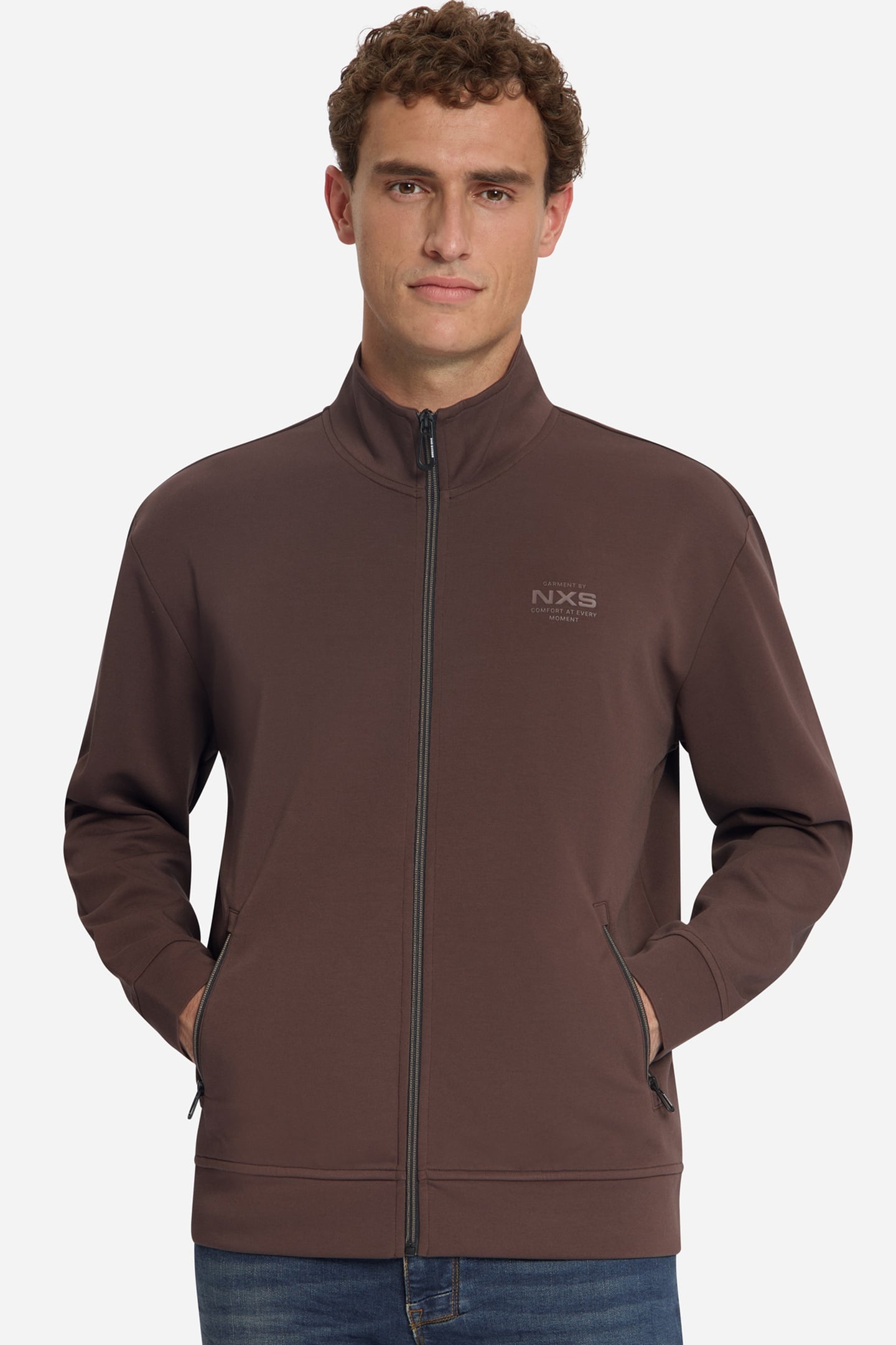 SWEATER FULL ZIP DARK BROWN 2