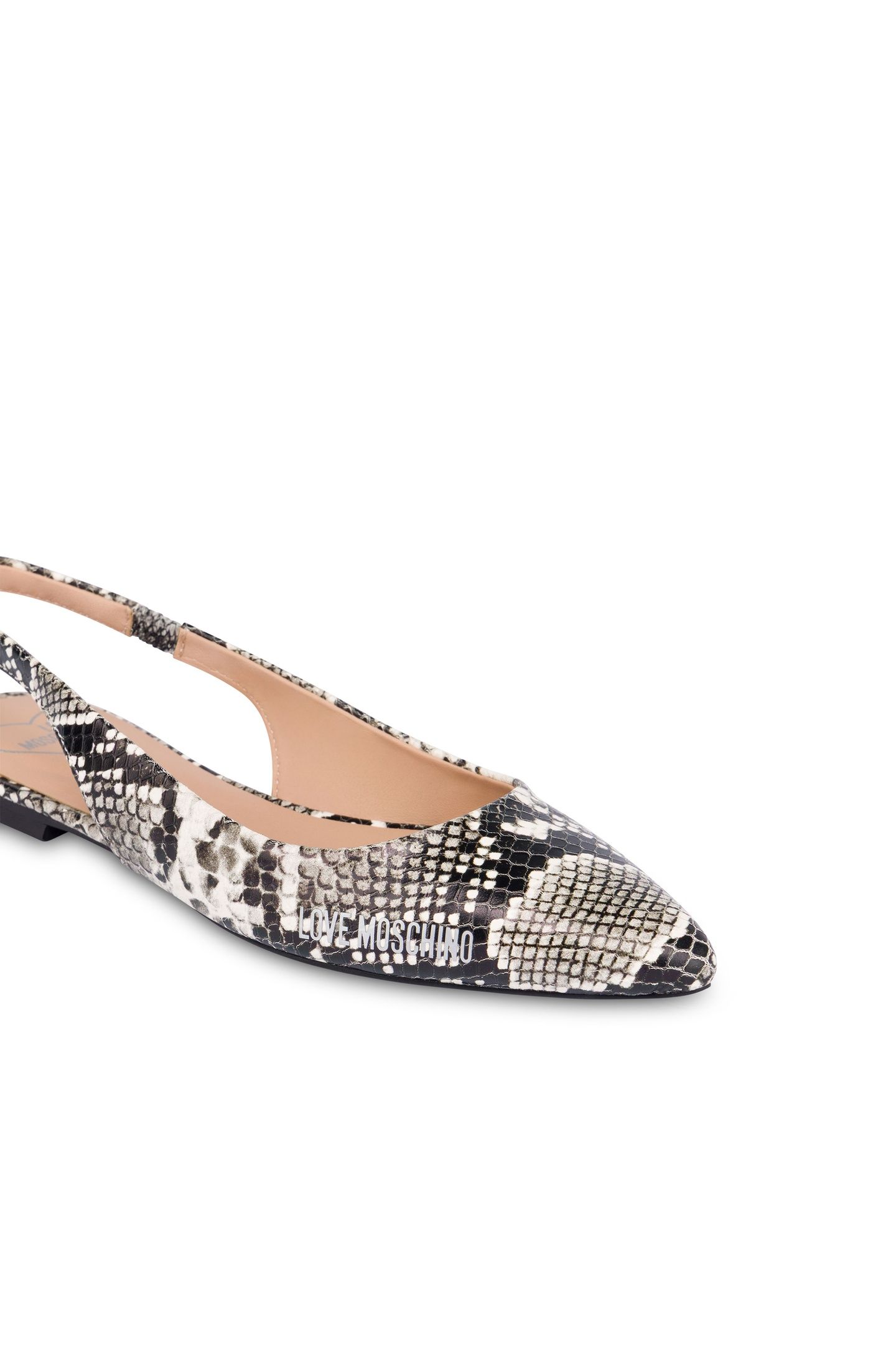 SLINGBACK BALLET FLATS IN PYTHON PRINT CALFSKIN GREY 3