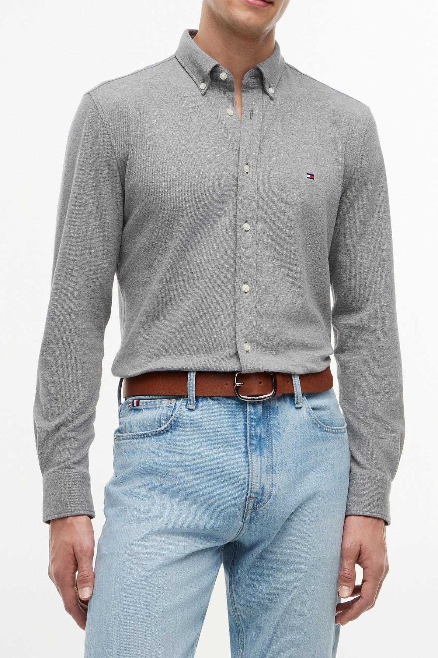 KNIT PIQUE SHIRT MEDIUM GREY HEATHER 2