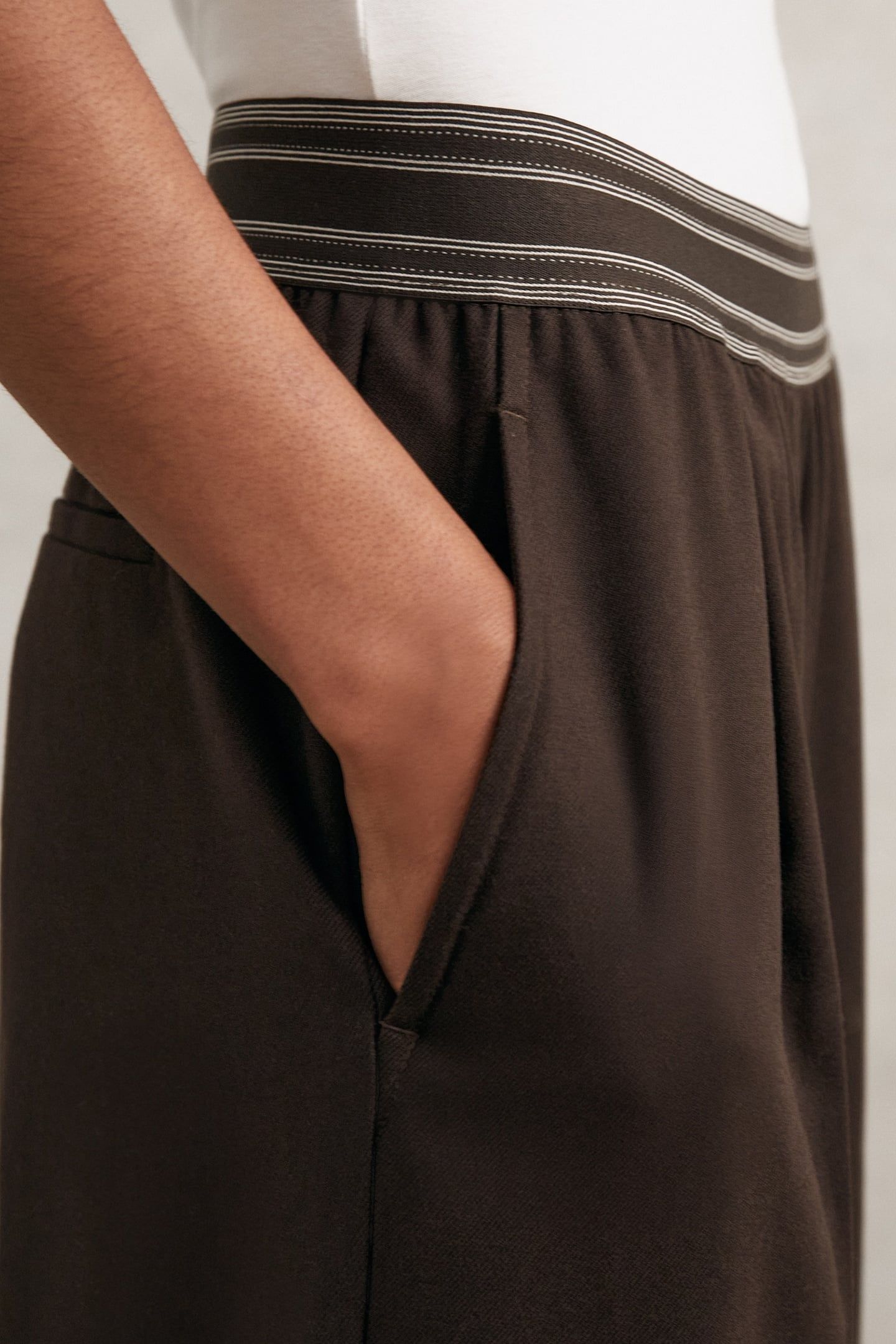 WAISTBAND WIDE LEG TROUSER CHOCOLATE BROWN 6